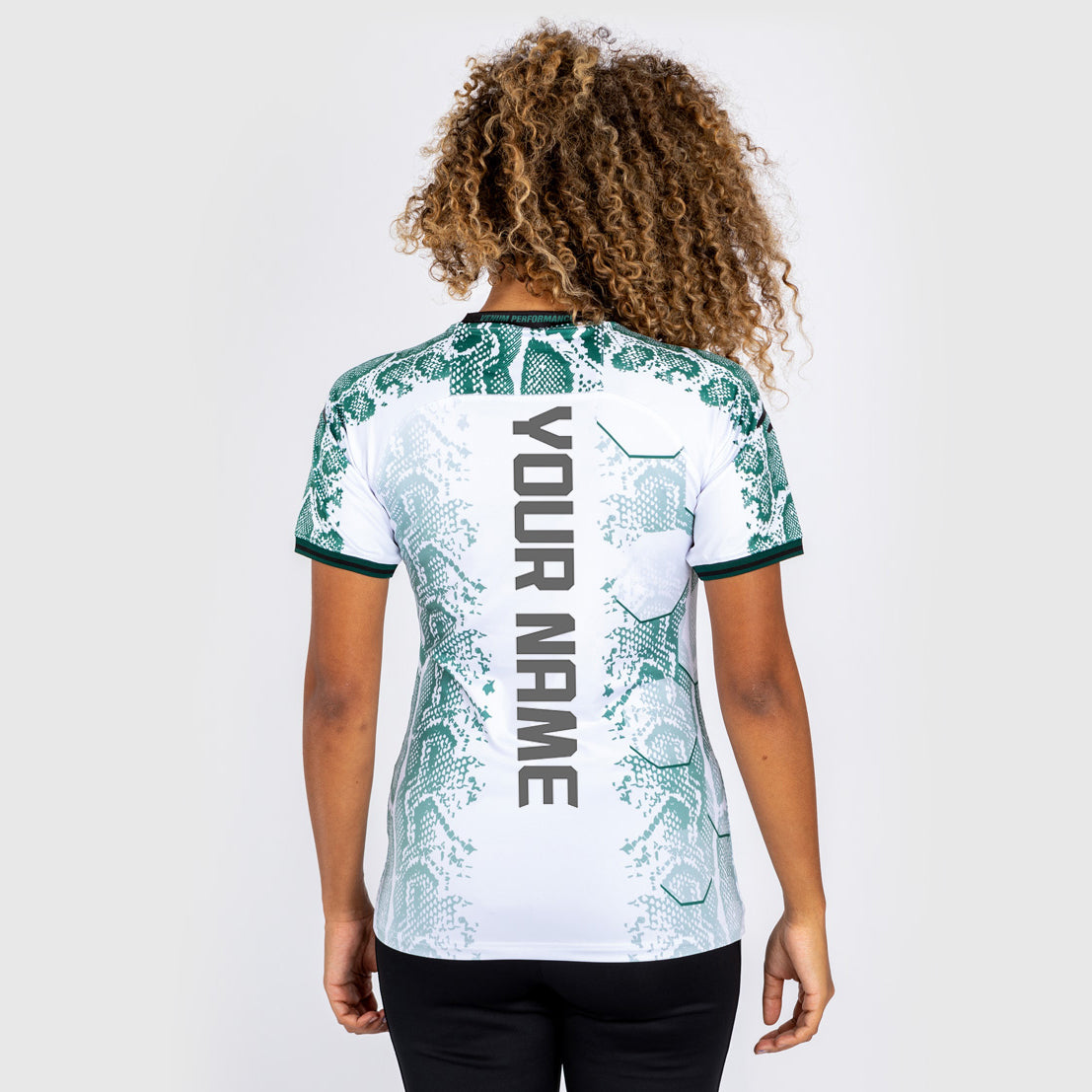 UFC Adrenaline by Venum Personalized Authentic Fight Night Damen Walkout Trikot - Emerald Edition - Weiß/Grün