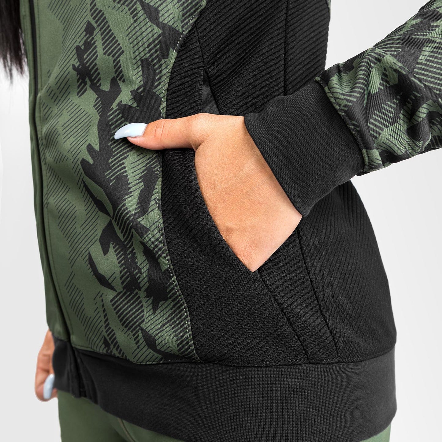 UFC Venum Authentic Fight Week Damen Hoodie mit Reißverschluss - Khaki