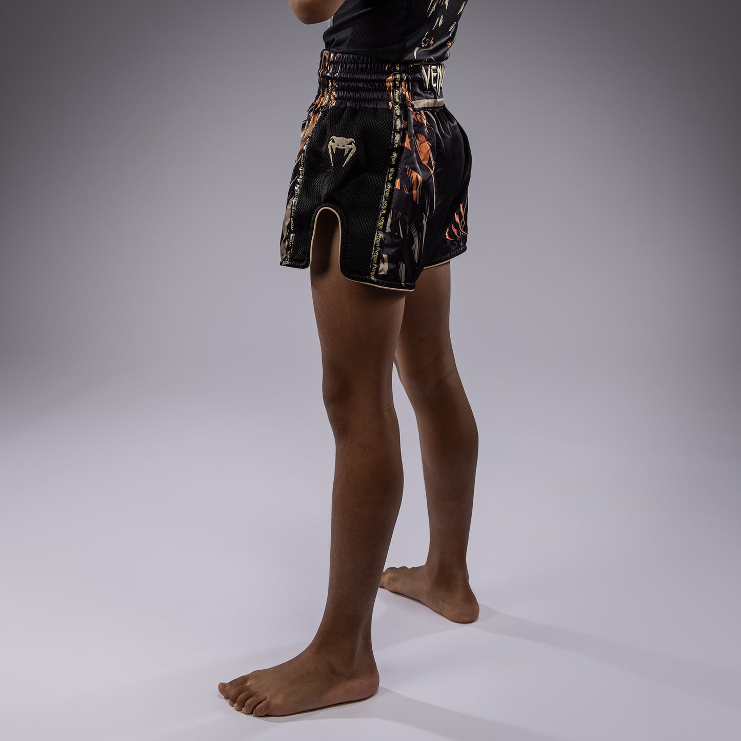 Venum Tiger Kinder Muay Thai Shorts - Schwarz/Neon Orange
