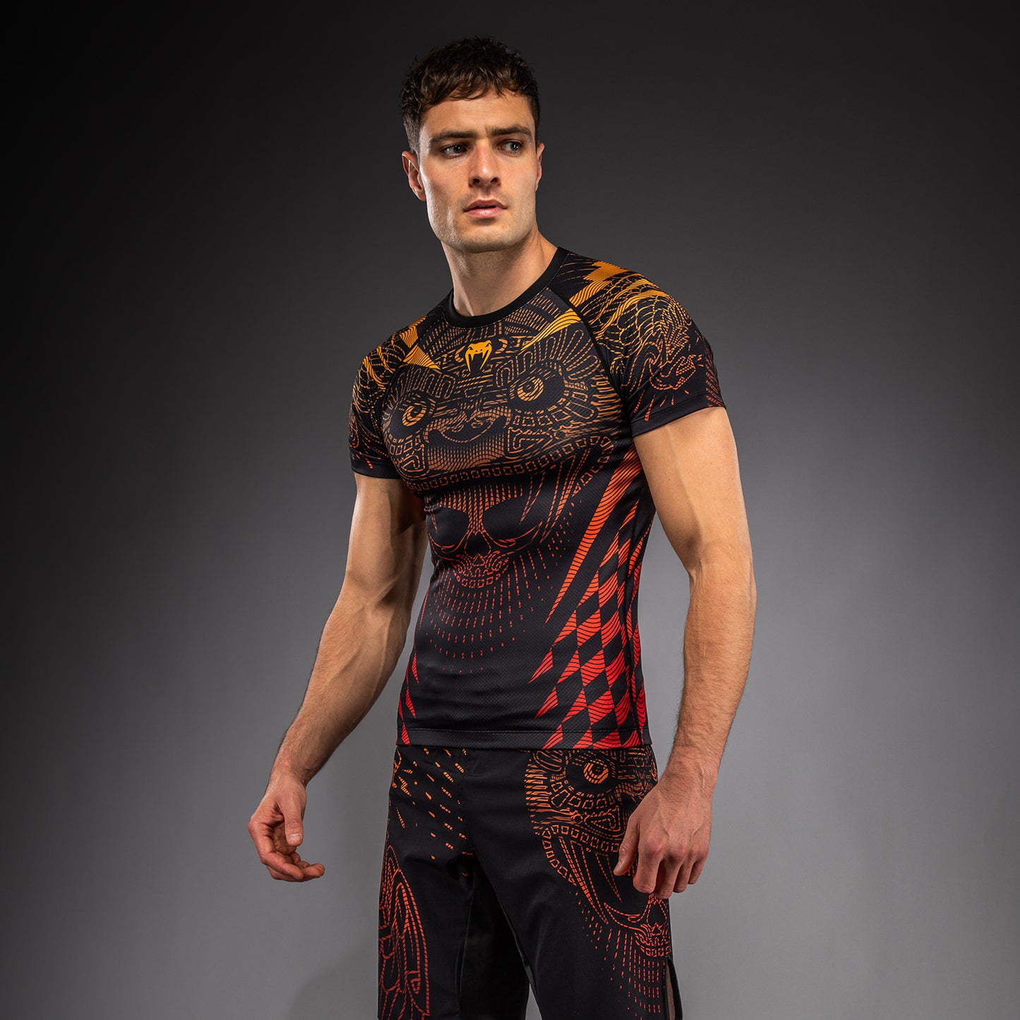 Venum Quetzal Fury Kurzarm Rashguard - Schwarz/Fury Rot/Tangerine