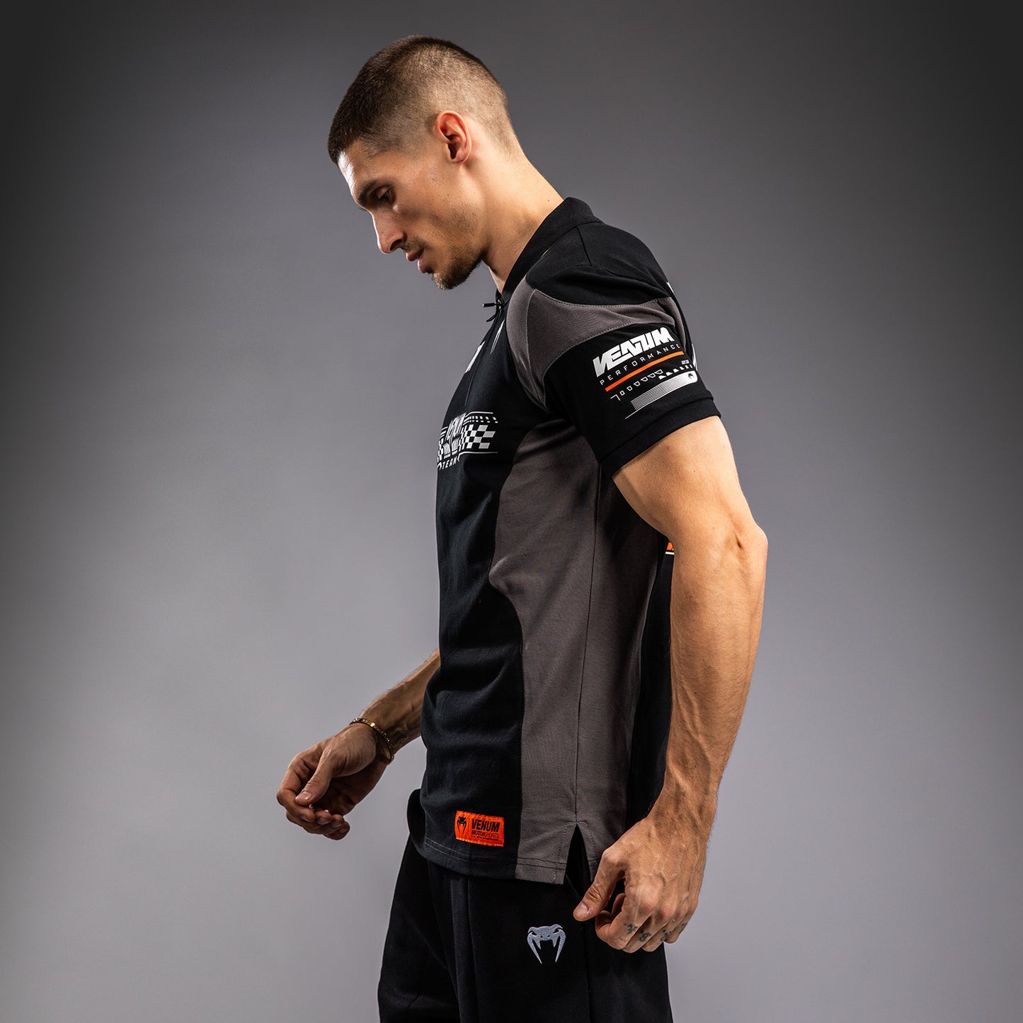 Venum Motorsport Baumwoll-Polo - Tiefschwarz