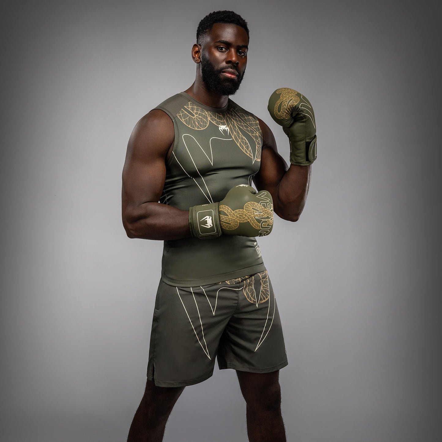 Venum Serpenti Ärmelloses Rashguard – Khaki/Bronze/Ivory
