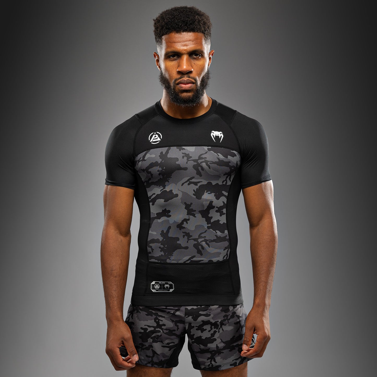 Venum x Polaris Kurzarm Rashguard - Schwarz/Grau