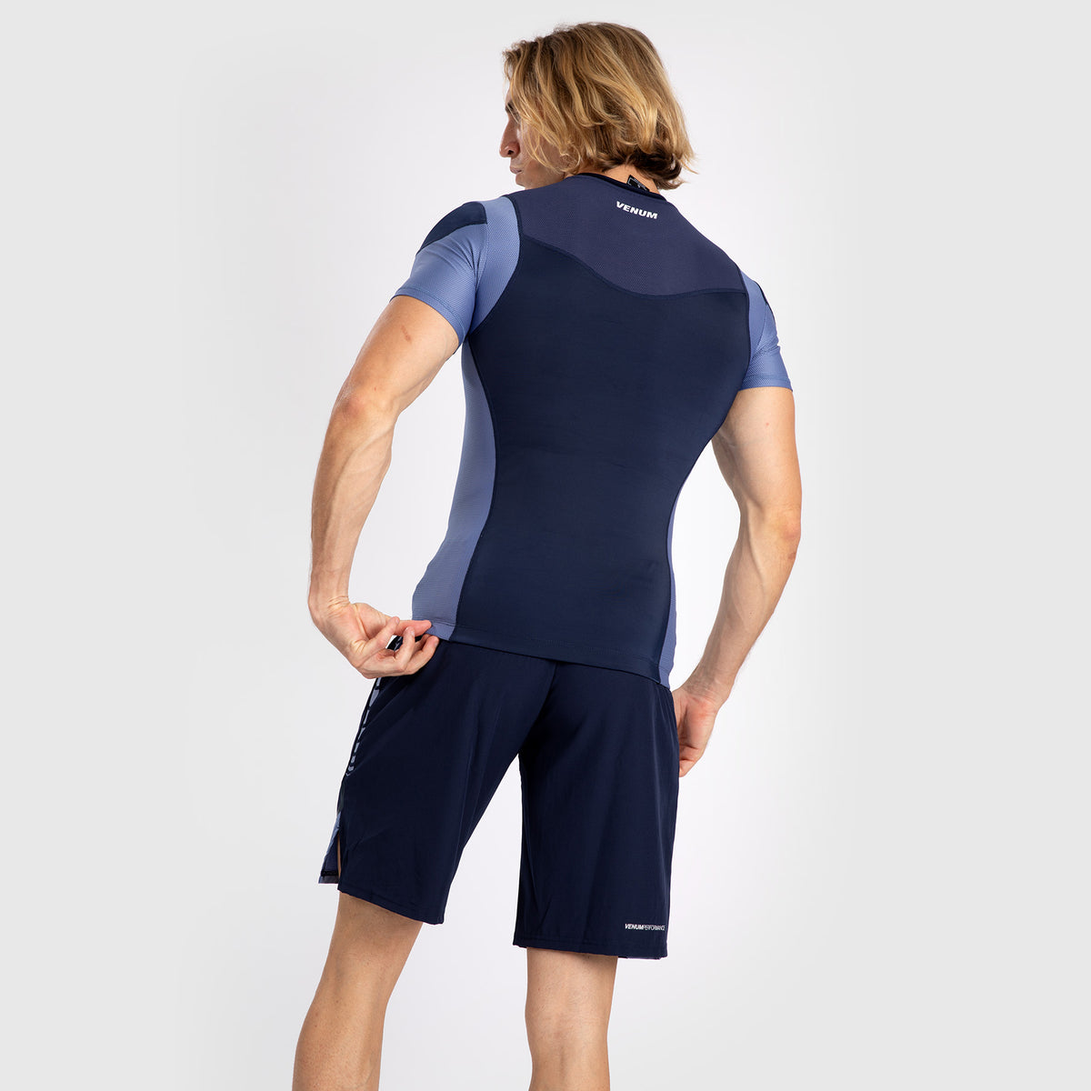 Venum Tempest Herren Kurzarm-Rashguard - Marineblau/Blau