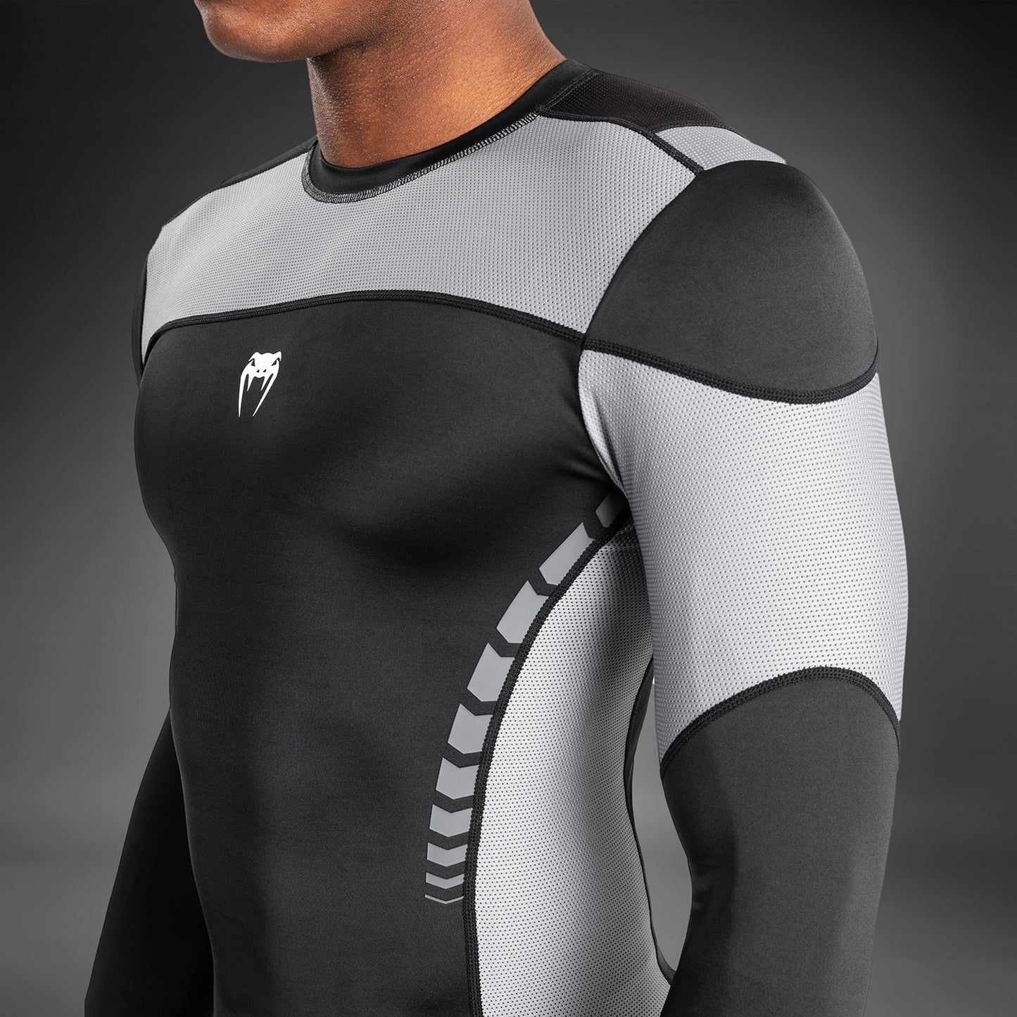 Venum Tempest Herren Langarm-Rashguard - Schwarz/Grau