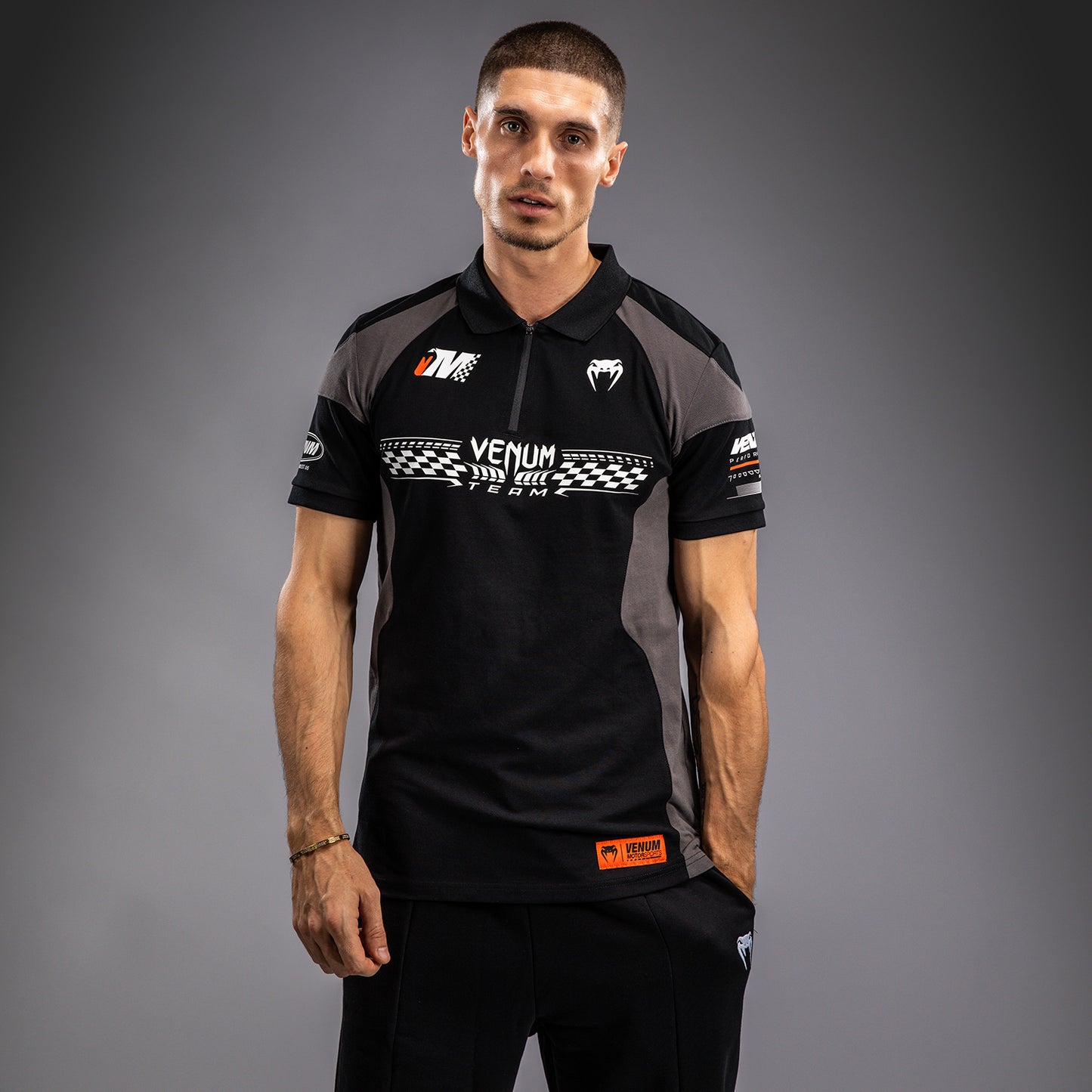 Venum Motorsport Baumwoll-Polo - Tiefschwarz