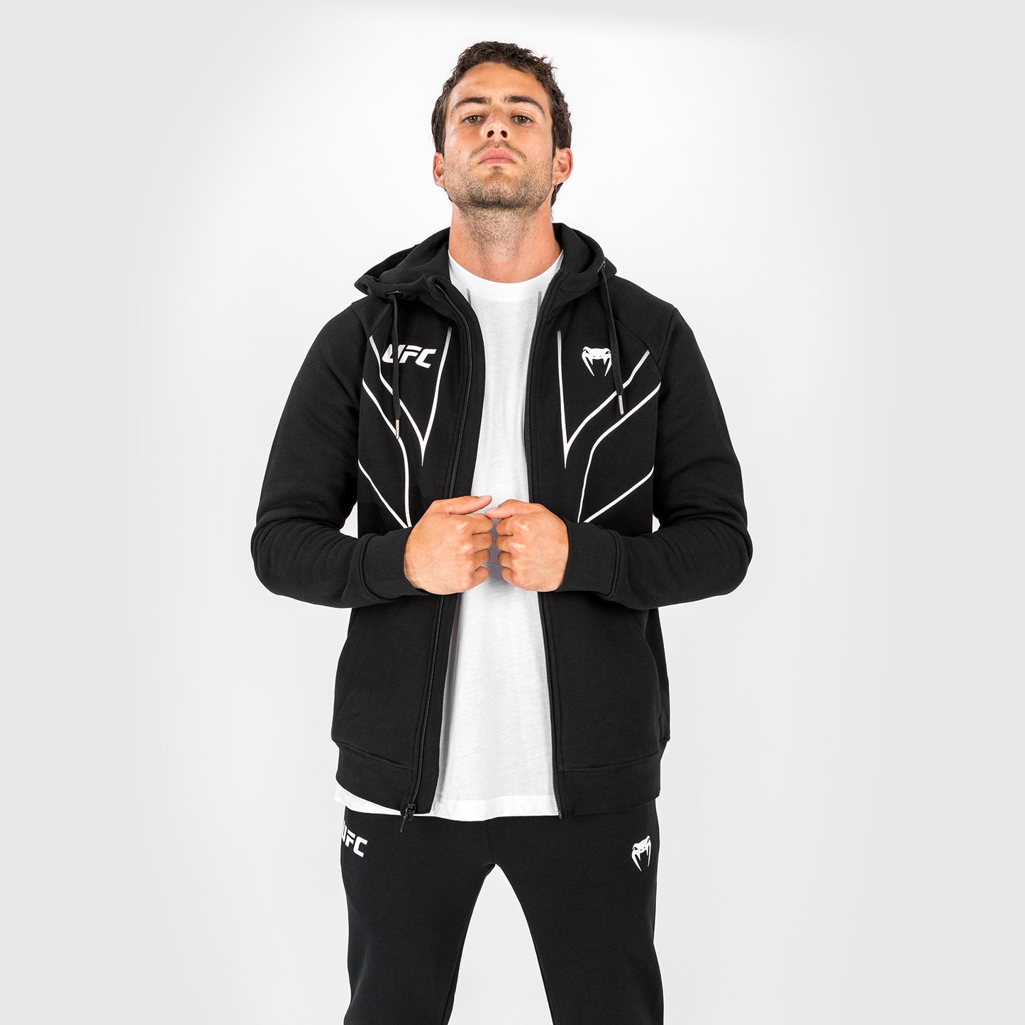 UFC Venum Fight Night 2.0 Replica Hoodie mit durchgehendem Reißverschluss für Herren – Schwarz
