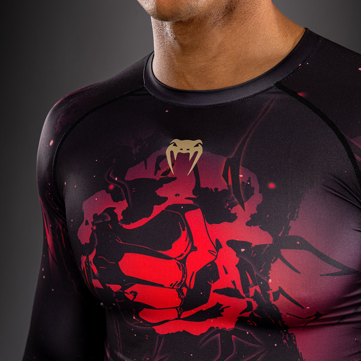 Jujutsu Kaisen x Venum Itadori Langarm Rashguard – Schwarz/Rot
