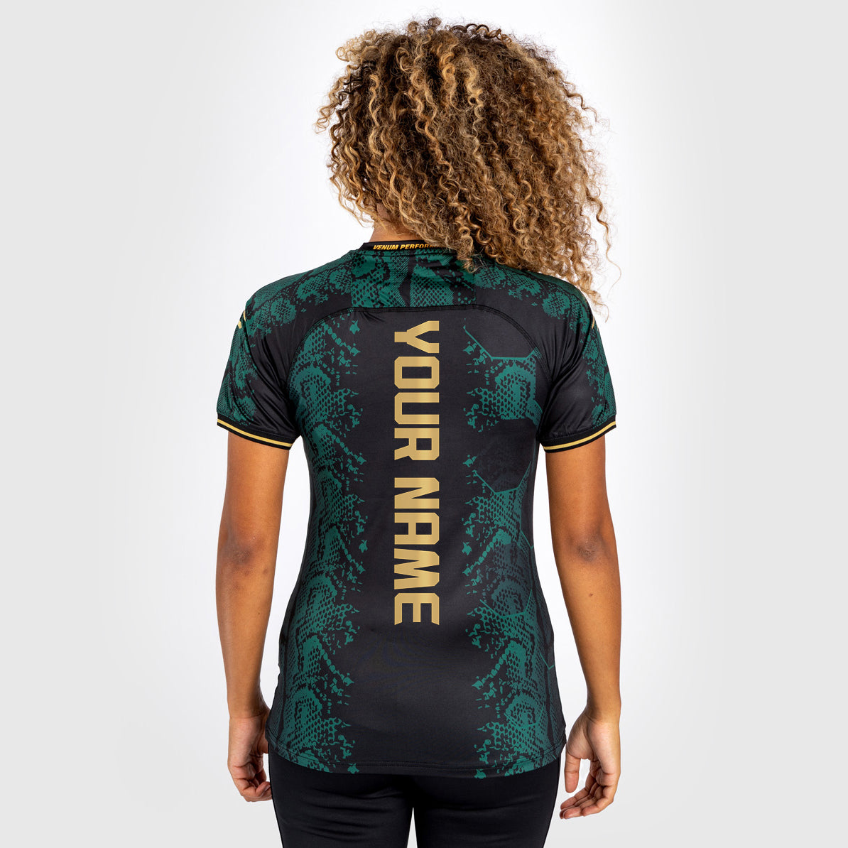 UFC Adrenaline by Venum Personalized Authentic Fight Night Women's Walkout Jersey - Emerald Edition - Grün/Schwarz/Gold