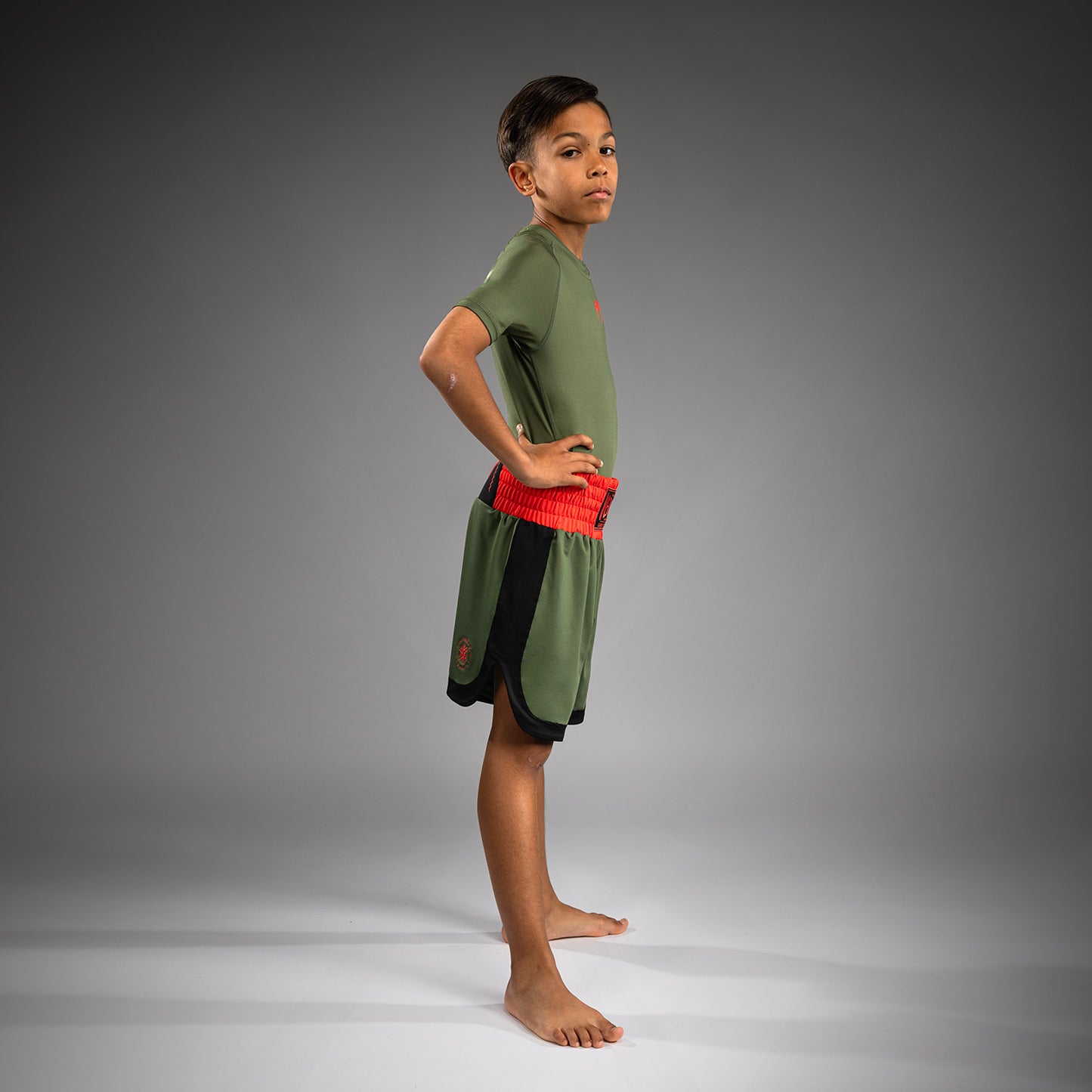 Venum Classic Kinder Boxshorts - Armeegrün/Orange