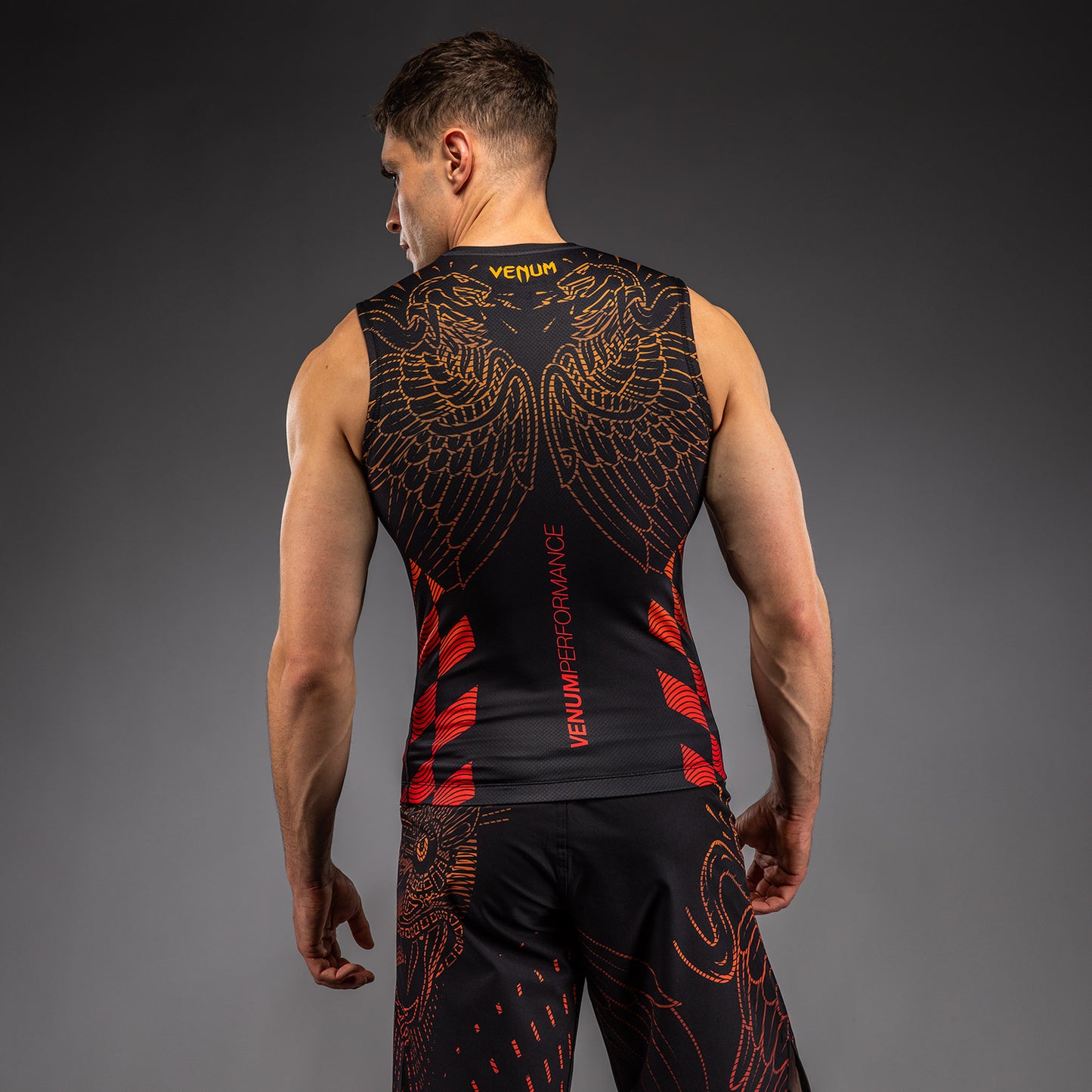 Venum Quetzal Fury Ärmelloses Rashguard - Schwarz/Fury Rot/Tangerine