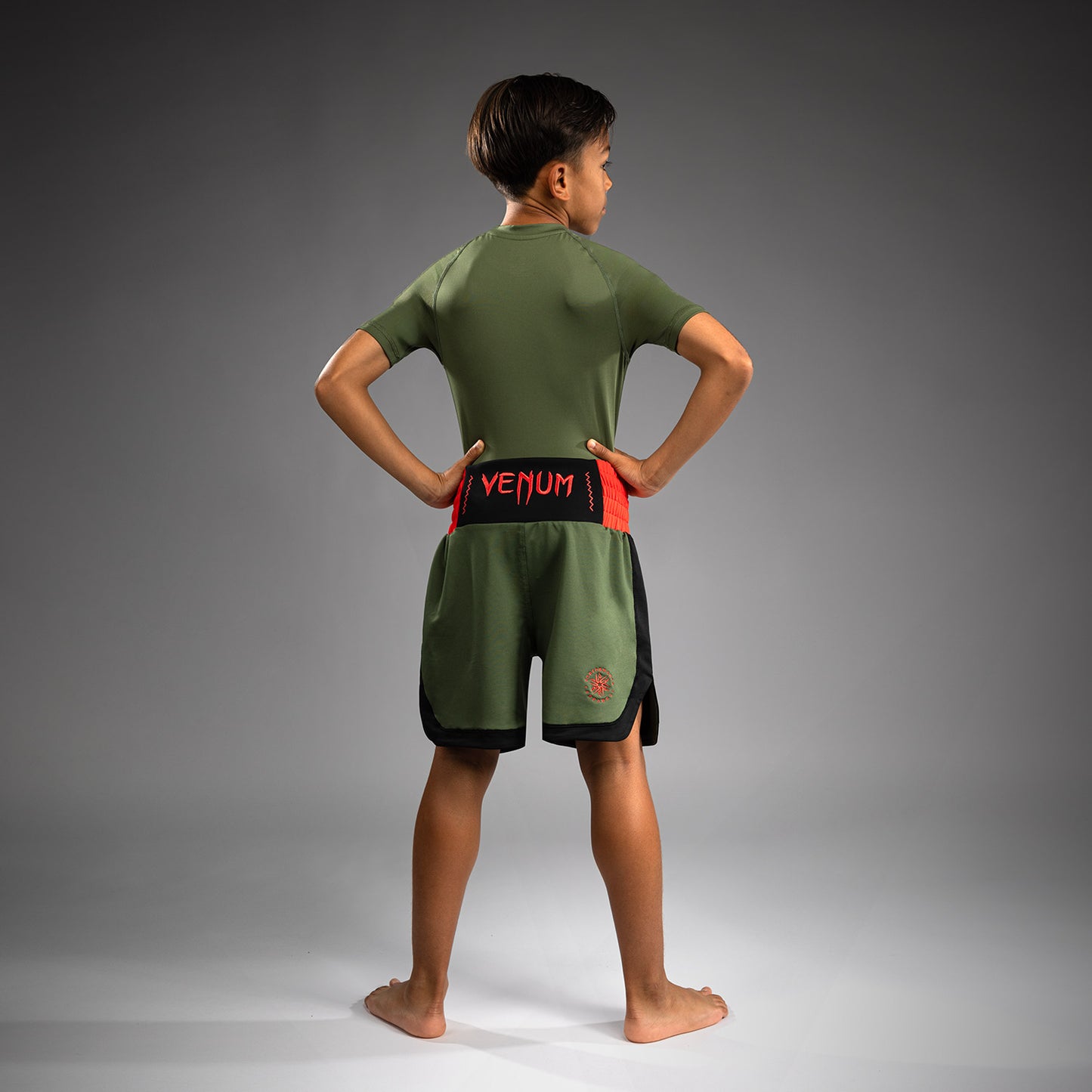 Venum Classic Kinder Boxshorts - Armeegrün/Orange