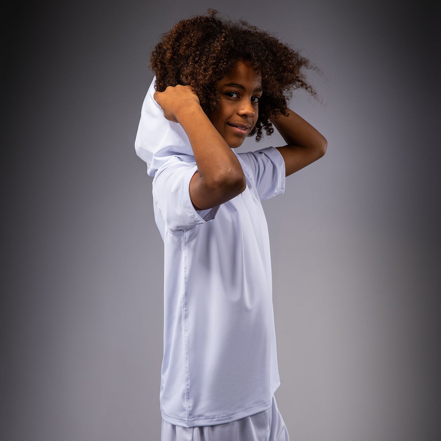 Venum Elite Kurzarm Dry-Tech Kapuzenpullover für Kinder - Weiß