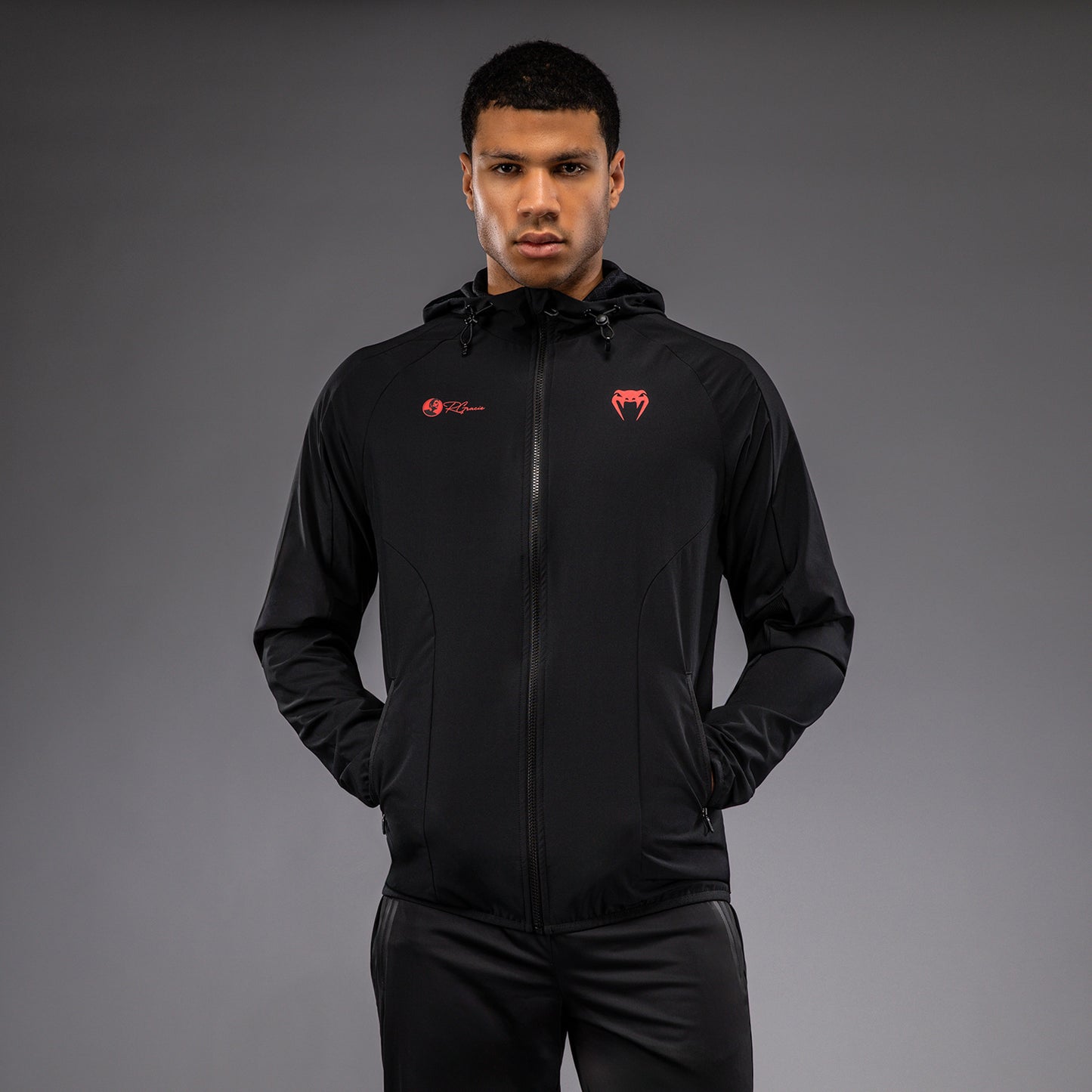 Venum x Roger Gracie Signature Jacke mit Reißverschluss - Schwarz/Rot