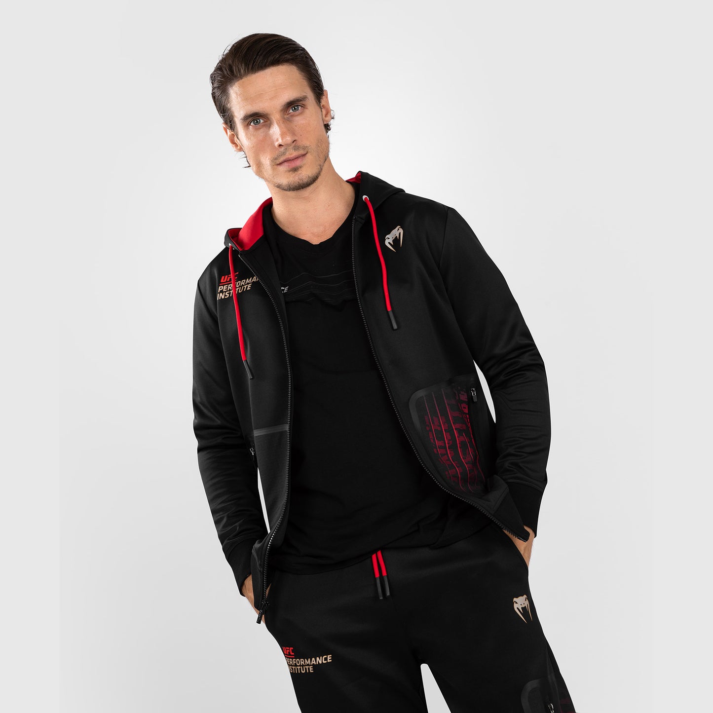 UFC Venum Performance Institute 2.0 Herren Zip Hoodie - Schwarz/Rot