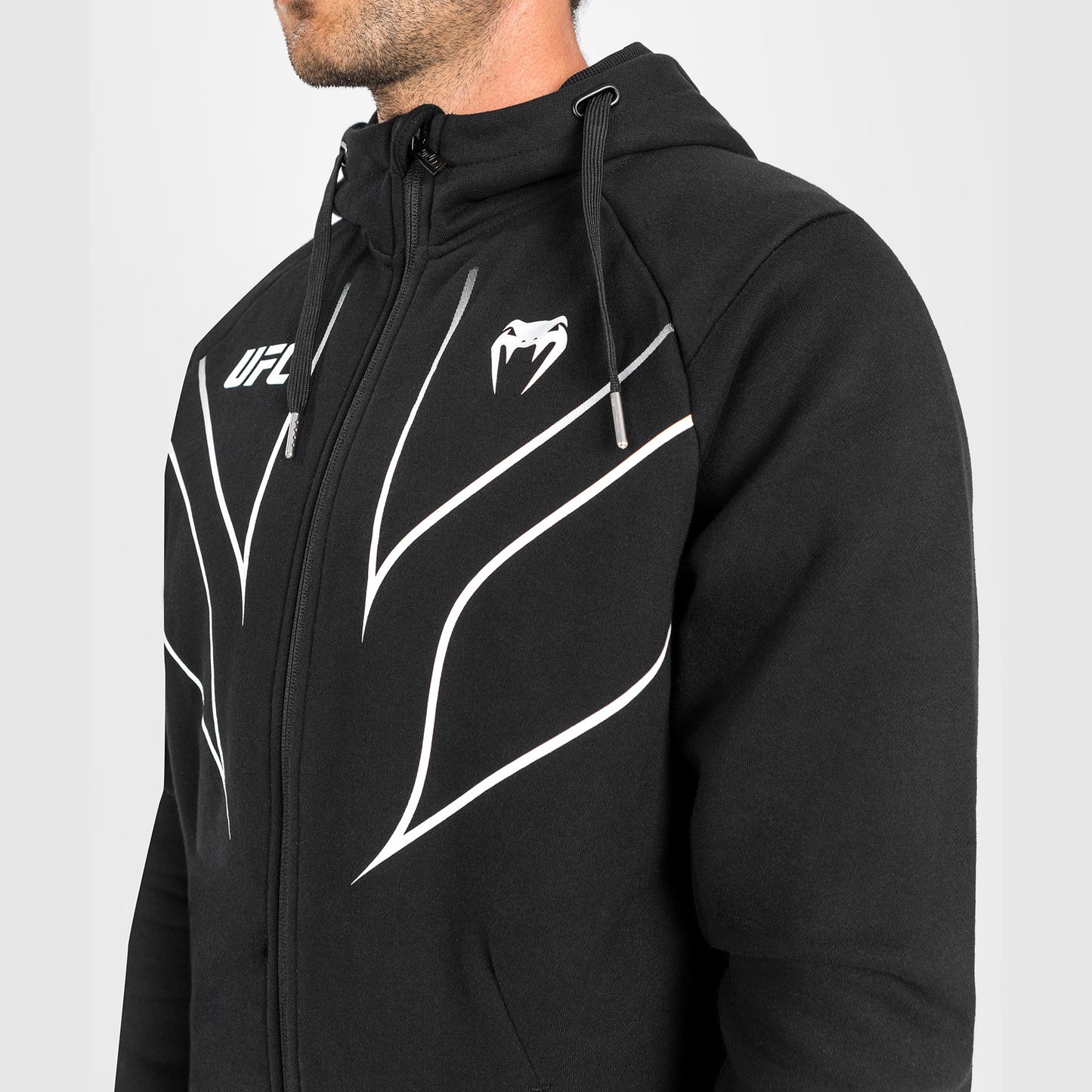 UFC Venum Fight Night 2.0 Replica Hoodie mit durchgehendem Reißverschluss für Herren – Schwarz