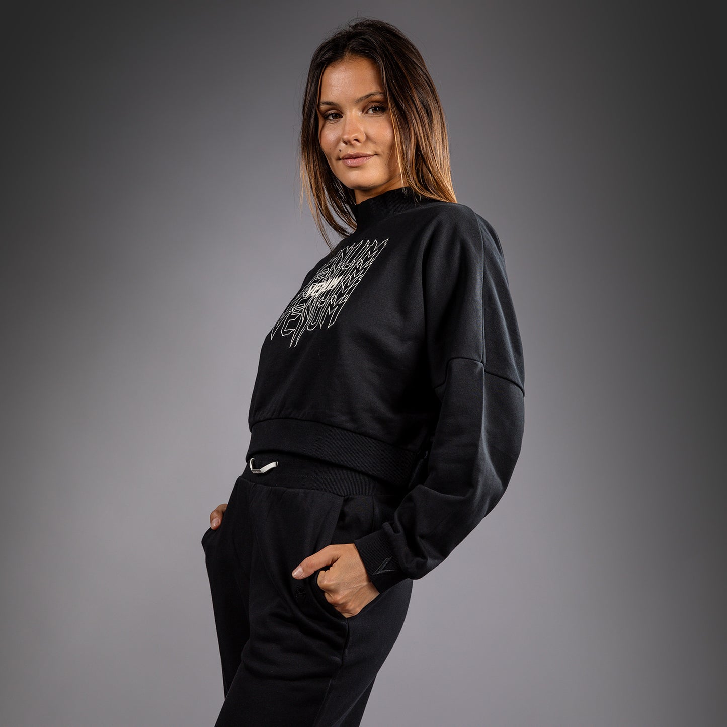Venum Pulse Damen Cropped Sweatshirt - Schwarz/Weiß