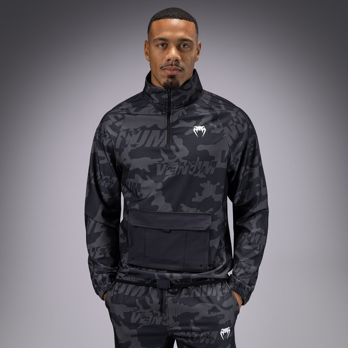 Venum Trooper Herren Trainingsanzug Jacke - Schwarz/Dunkelgrau