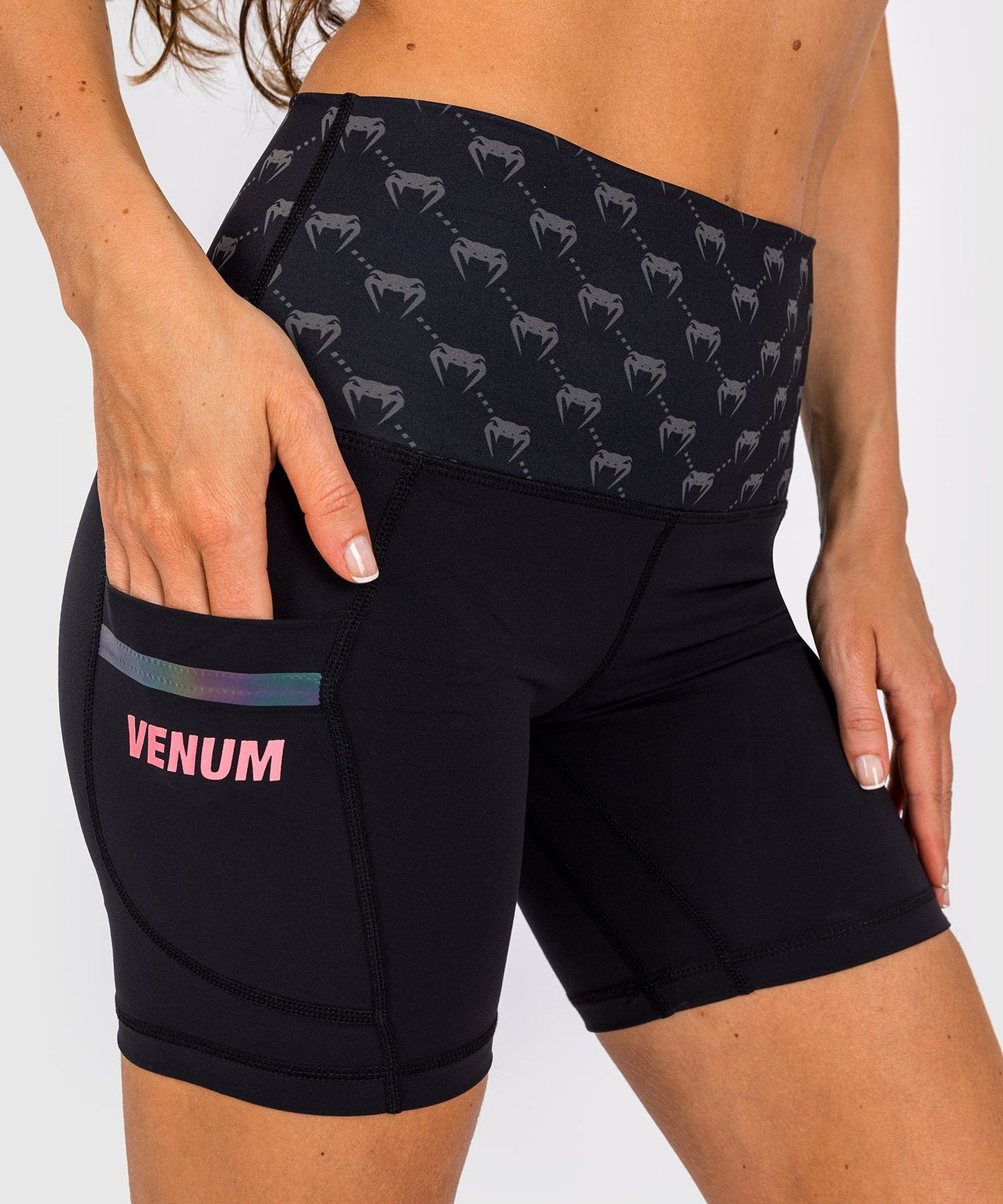 Venum Monogram Bike Shorts für Damen – Schwarz/Roségold
