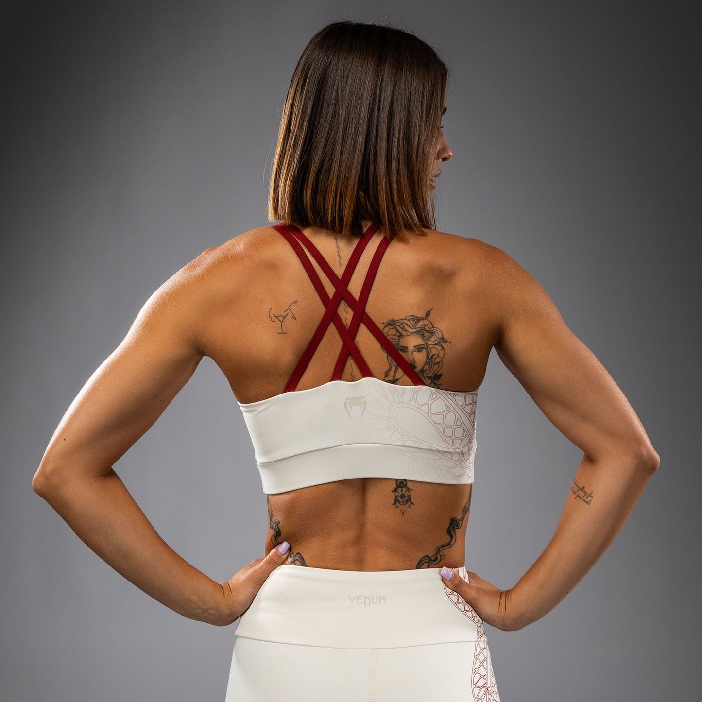 Venum Serpenti Damen Sport-BH – Elfenbein/Burgunder