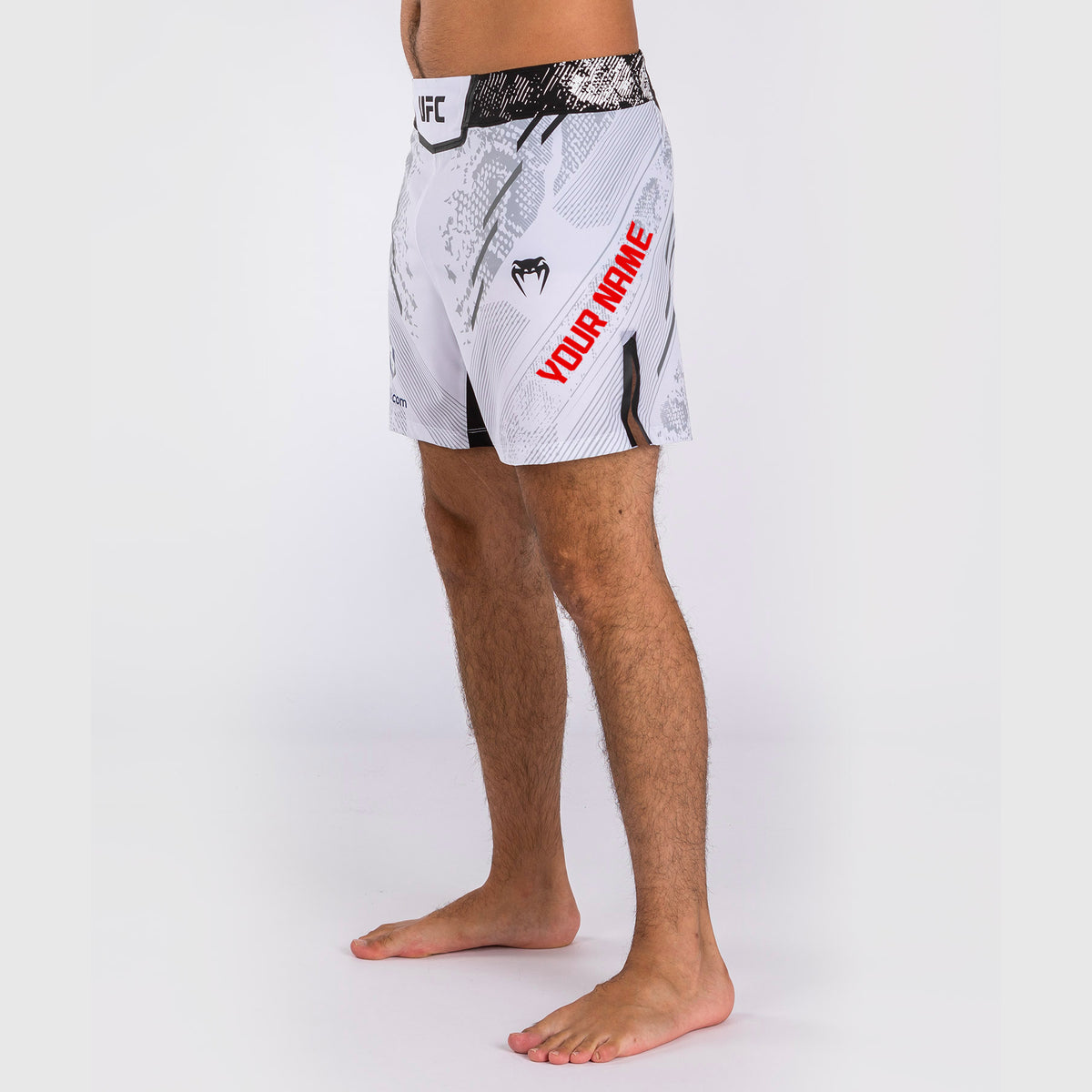 UFC Adrenaline by Venum Personalisierte Authentic Fight Night Herren-Kampfshort - Kurze Passform - Weiß