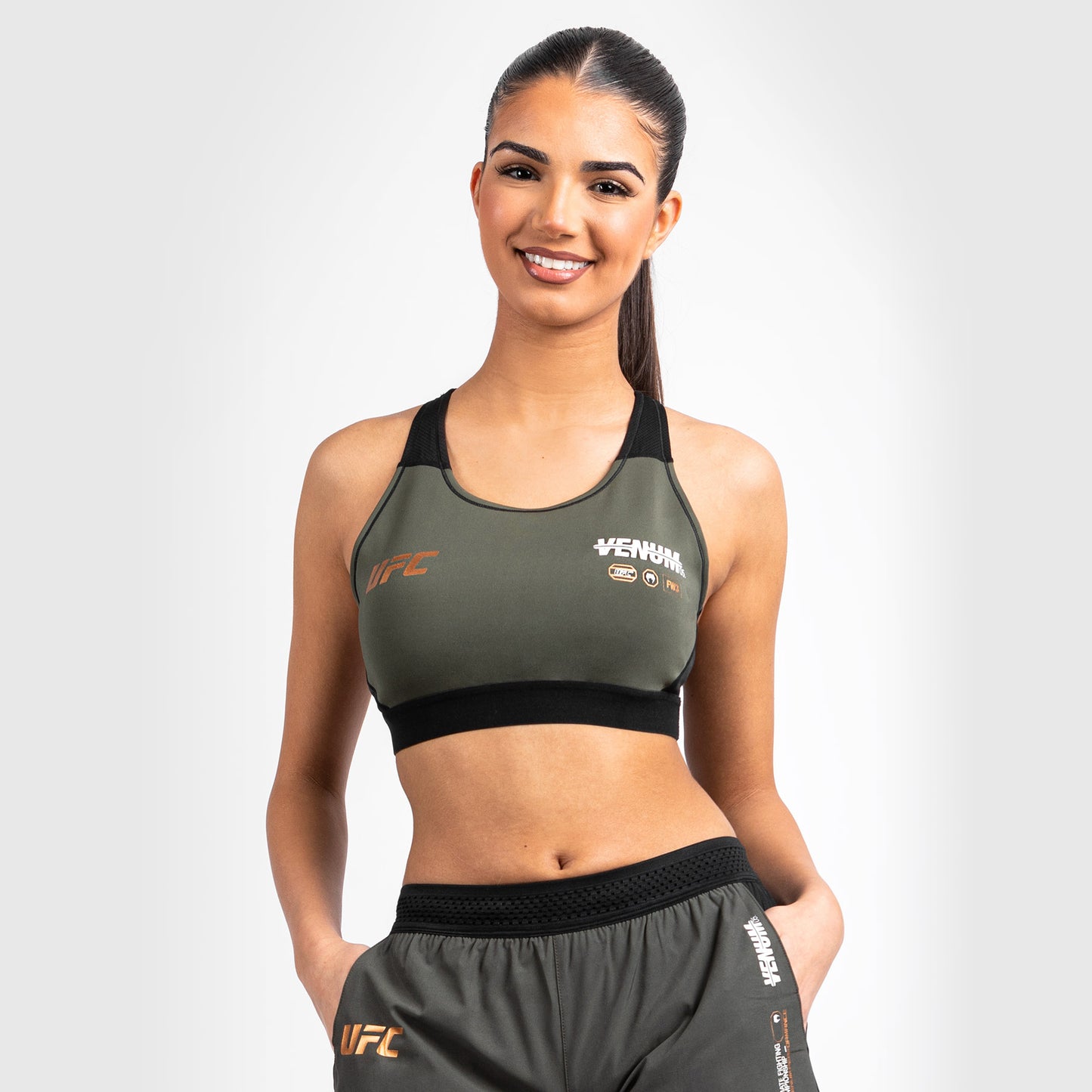 UFC Adrenaline by Venum Fight Week Sport-BH für Frauen - Khaki/Bronze