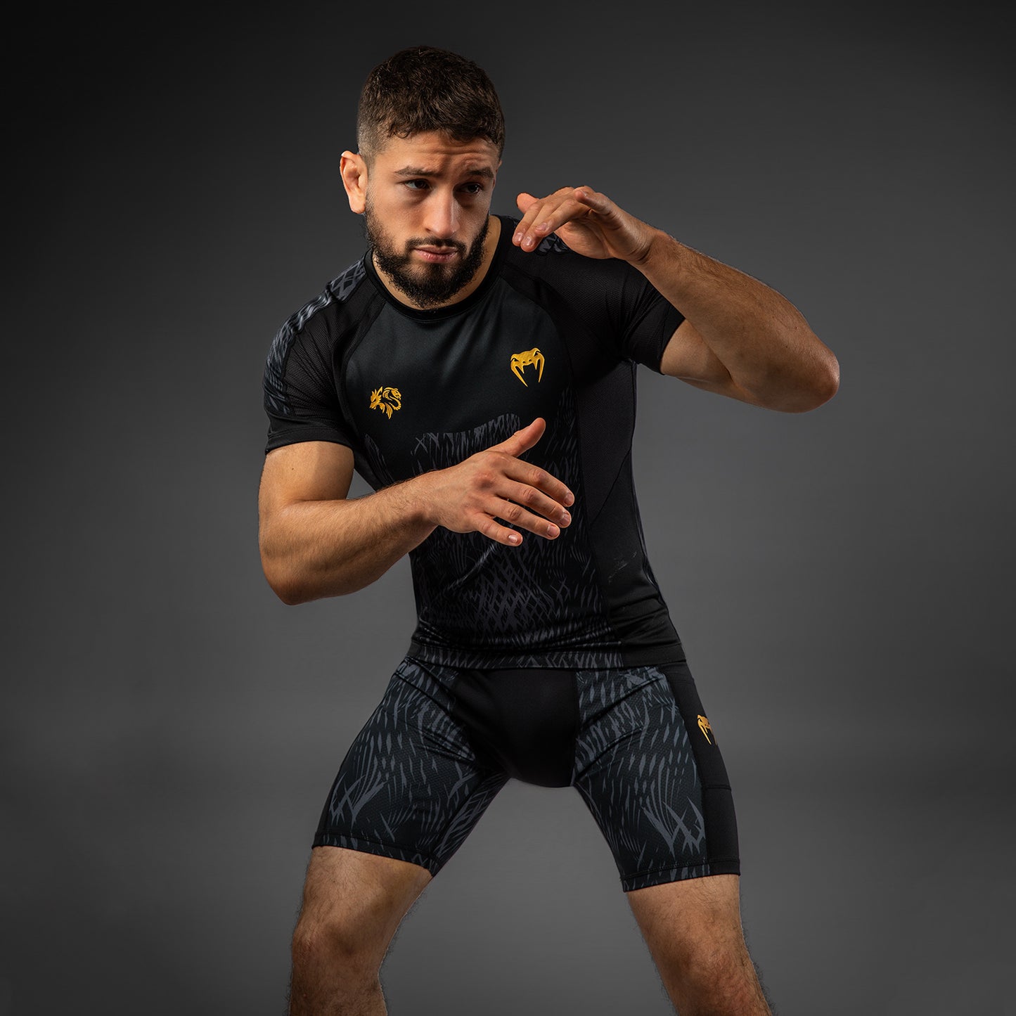 Venum x Chimaev Kurzarm Rashguard - Schwarz/Grau