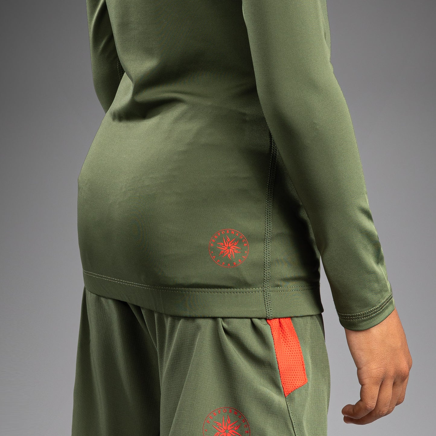 Venum Contender Kinder Rashguards Lange Ärmel - Army Green/Orange