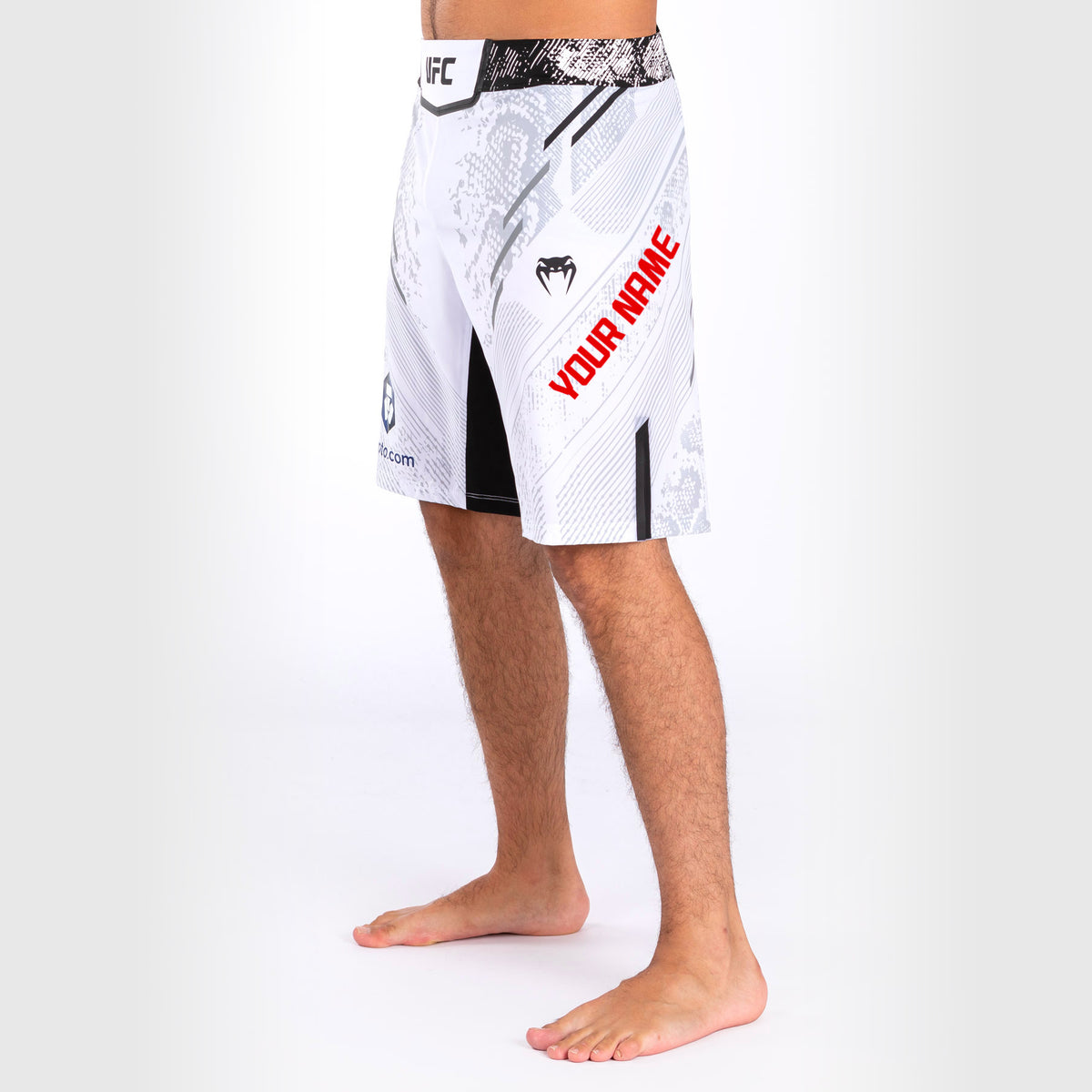 UFC Adrenaline by Venum Personalisierte Authentic Fight Night Herren-Kampfshorts - Lange Passform - Weiß
