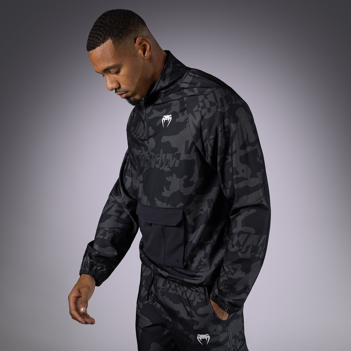 Venum Trooper Herren Trainingsanzug Jacke - Schwarz/Dunkelgrau