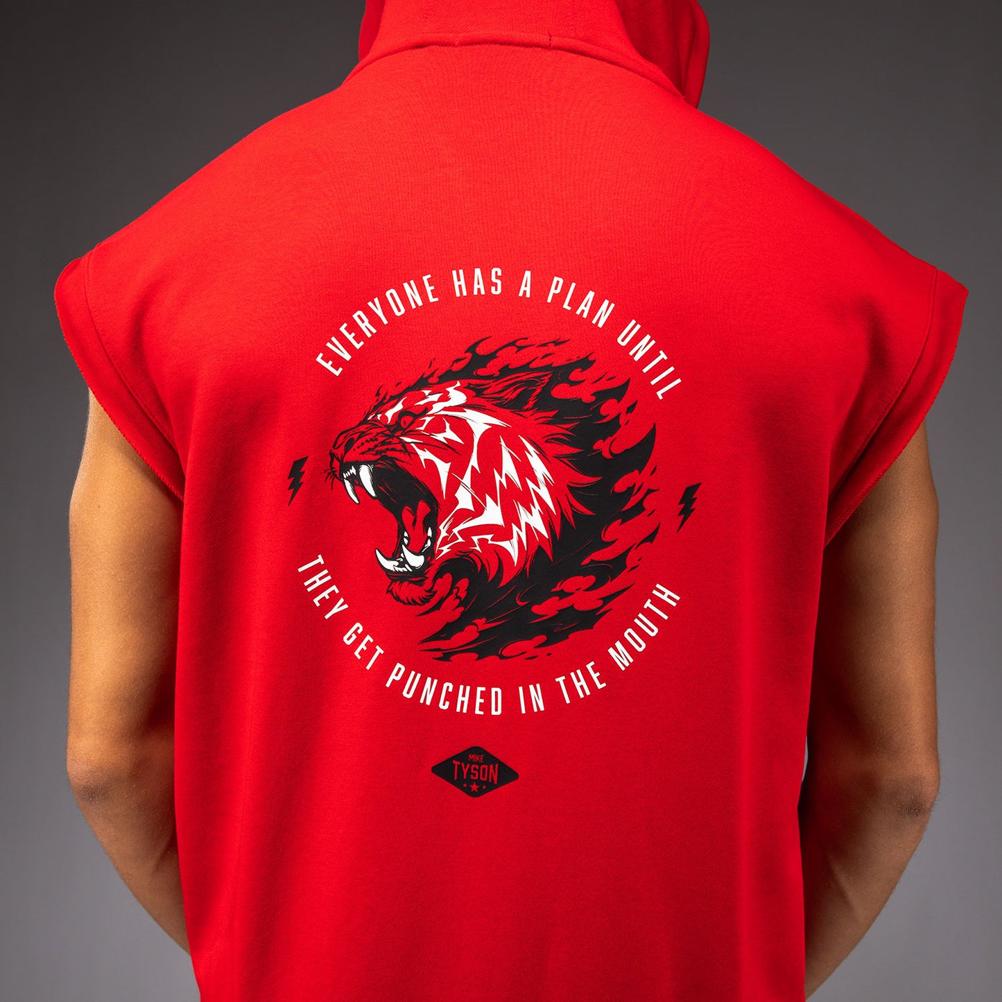 Venum x Mike Tyson Tiger Ärmelloser Hoodie - Intensivrot/Tiefschwarz