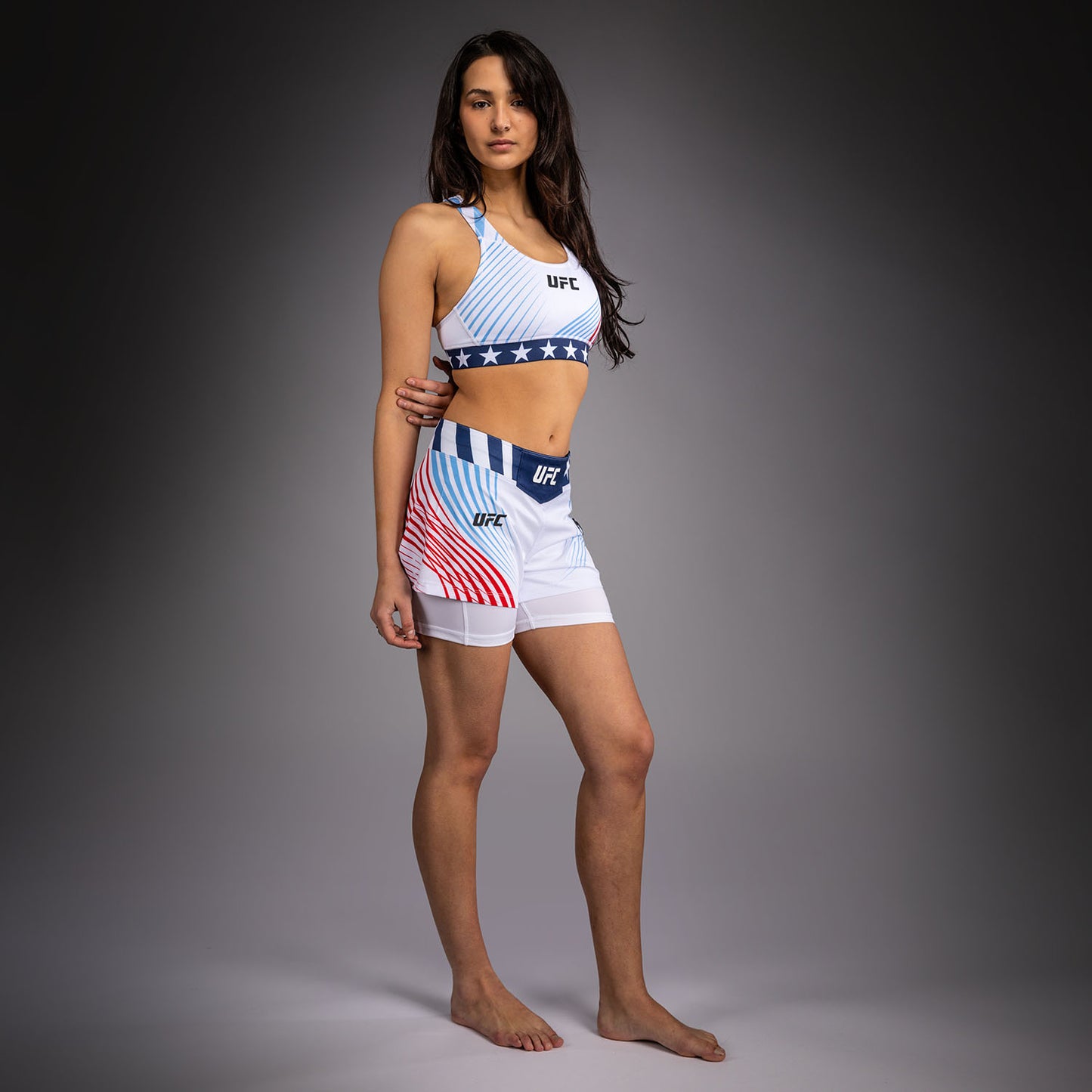Official UFC Freedom 250 by Venum Authentic Fight Night Fight Shorts für Damen - Weiß