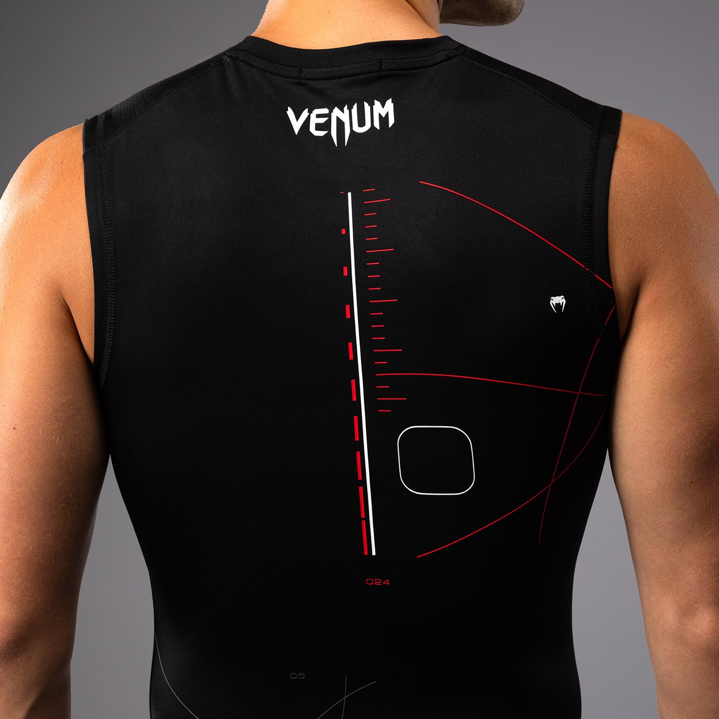 Venum Tactical XT Herren Rashguard ohne Ärmel - Schwarz/Feuerrot