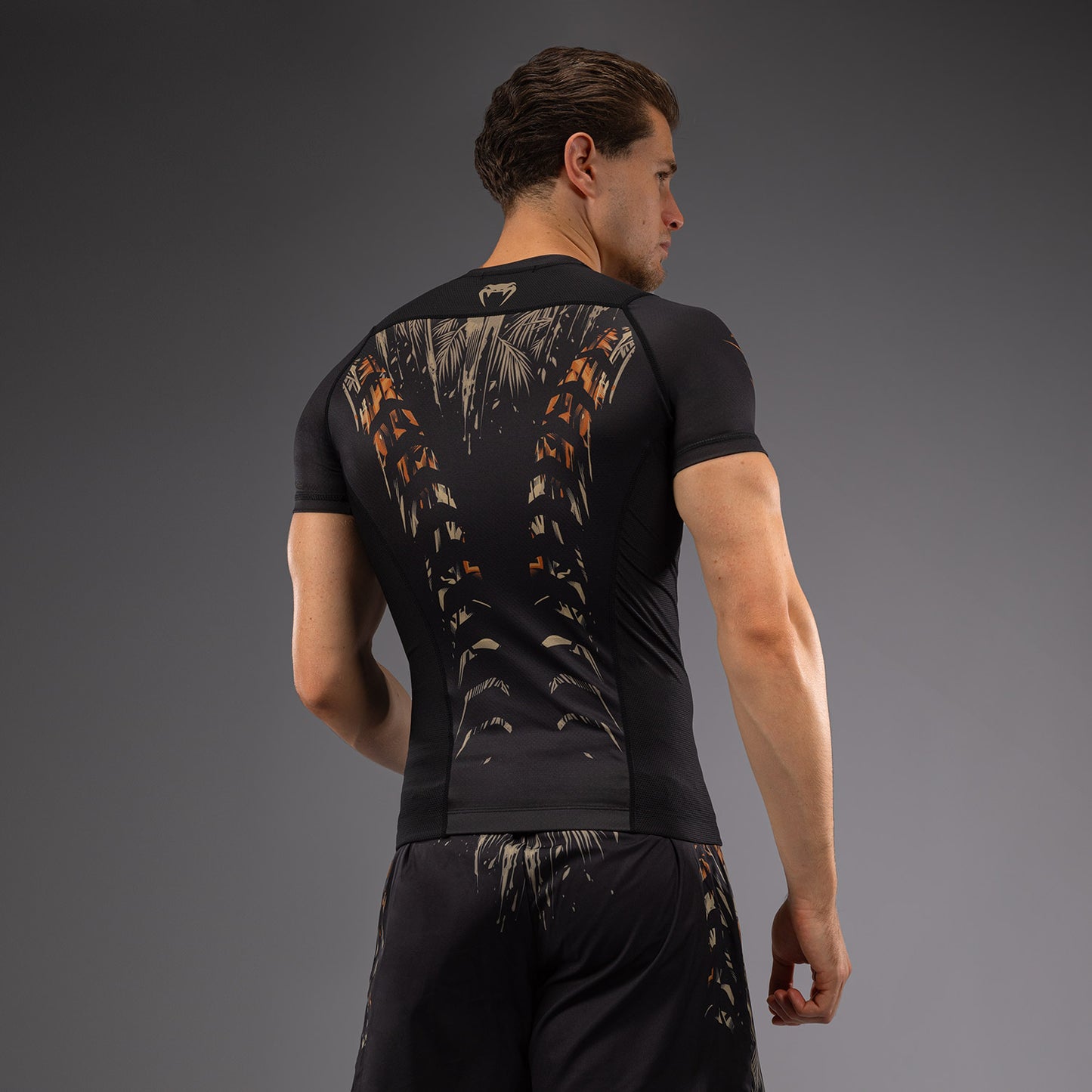 Venum Tiger Herren Kurzarm Rashguard - Schwarz/Neonorange