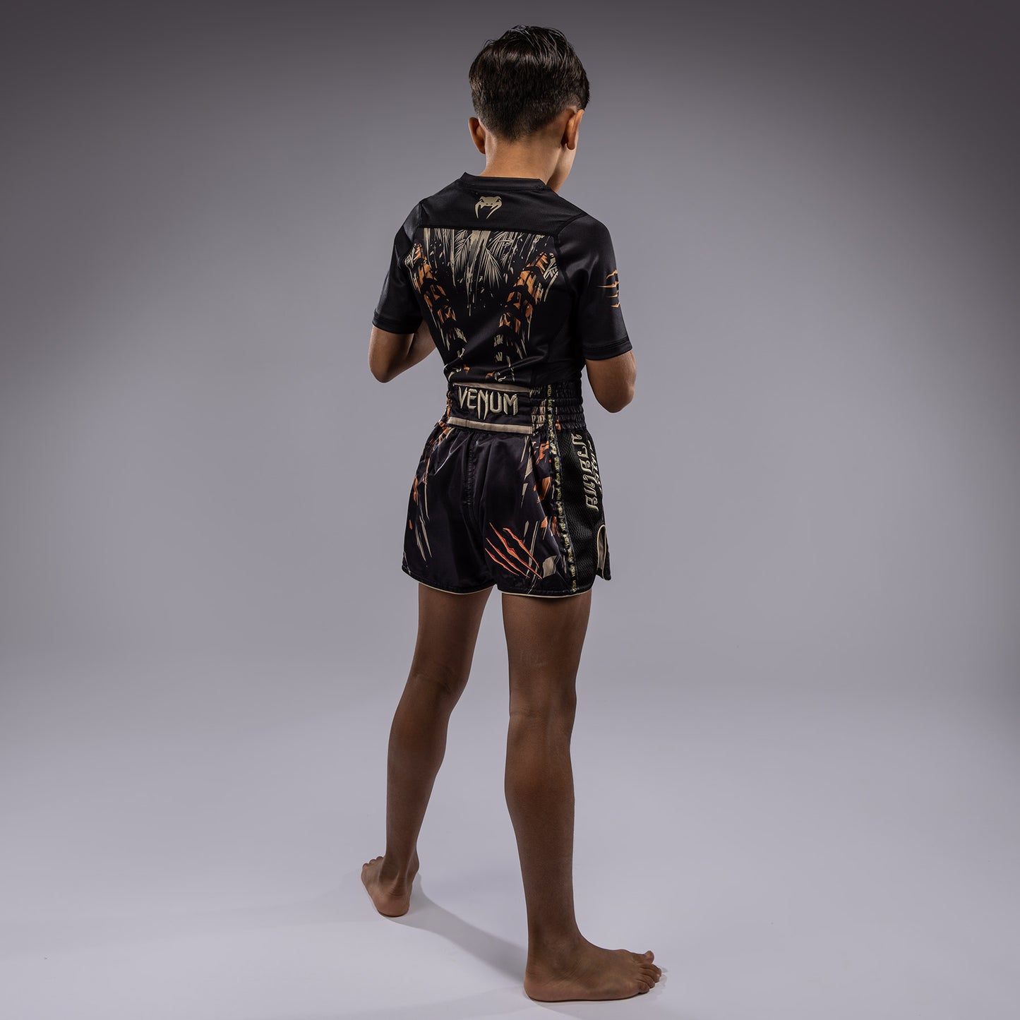 Venum Tiger Kinder Muay Thai Shorts - Schwarz/Neon Orange