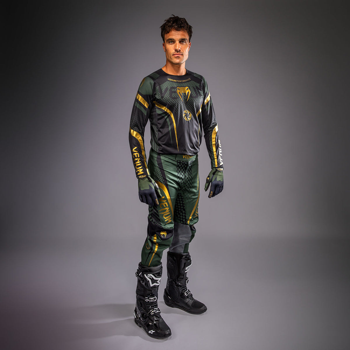 Venum MX Challenger Motorsports-Hose - Schwarz/Grün/Gold