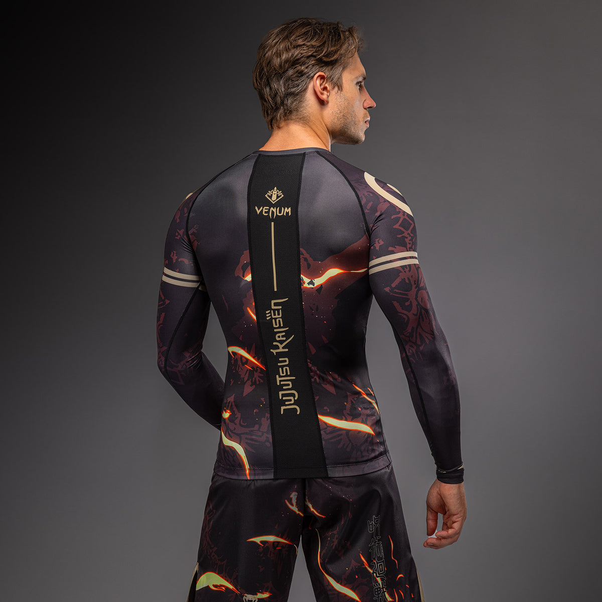Jujutsu Kaisen x Venum Sukuna Langarm Rashguard – Schwarz/Beige