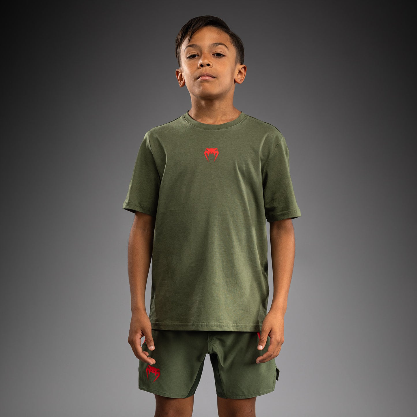 Venum Contender Kinder T-Shirt - Armeegrün/Orange