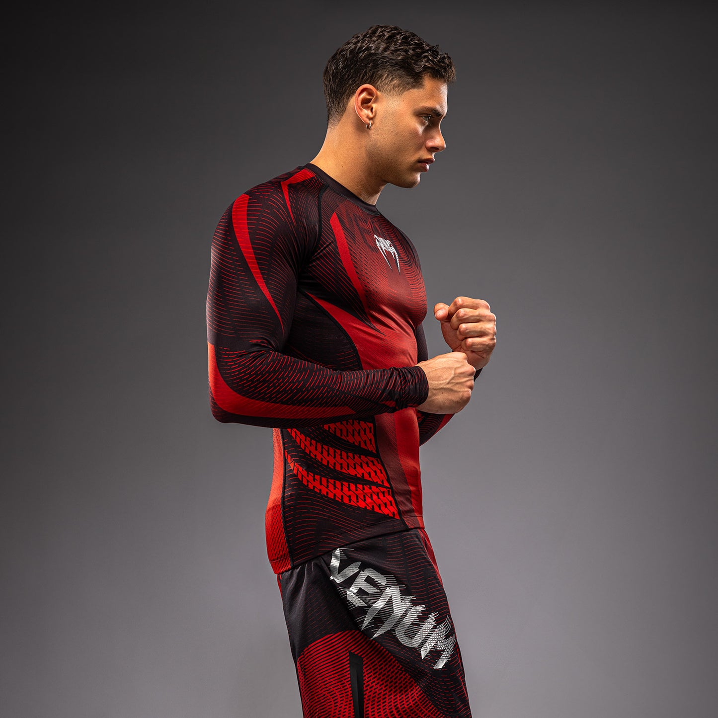 Venum Galactic 3.0 Langarm Rashguard - Rot/Silber