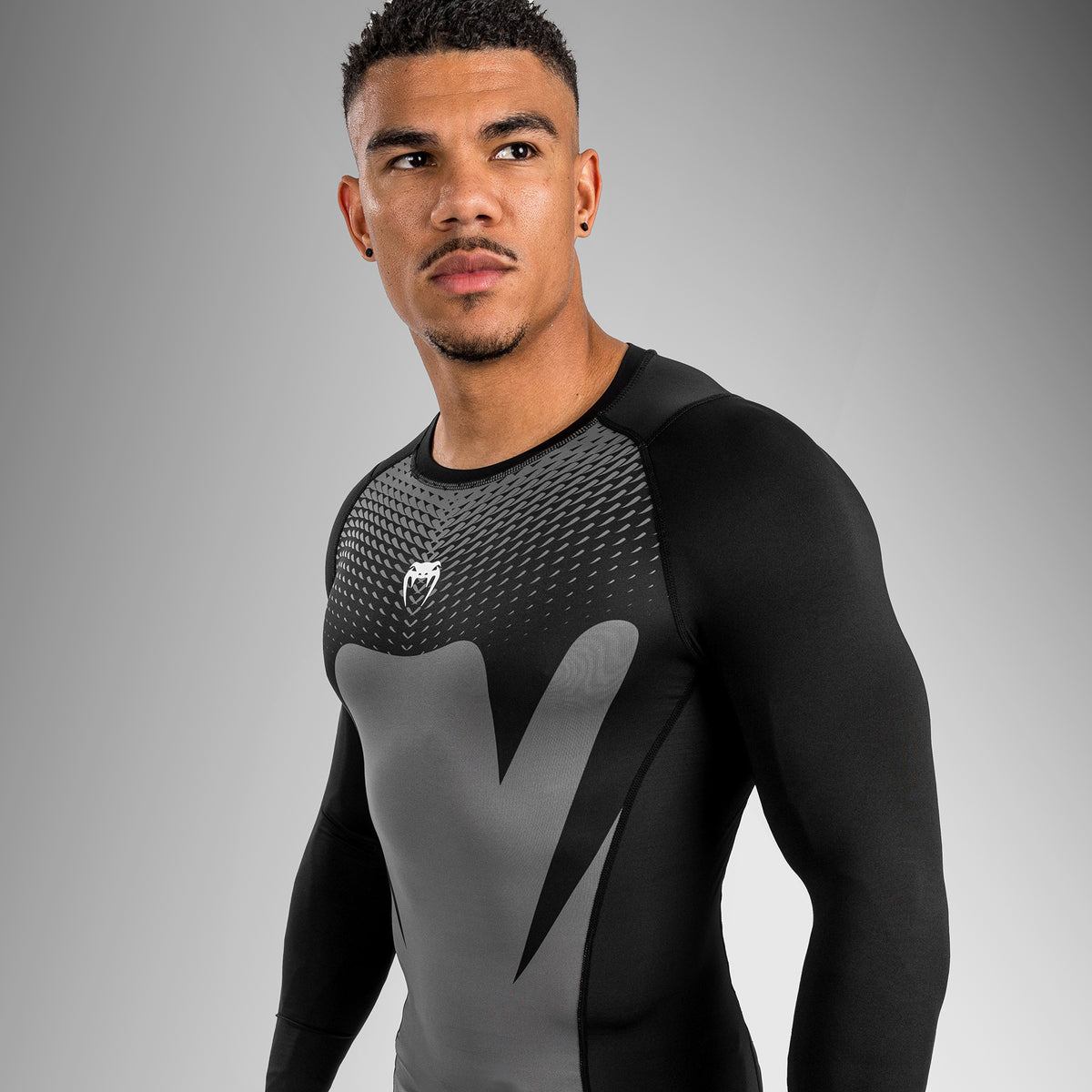 Venum Attack Herren Langarm Rashguard - Schwarz/Grau