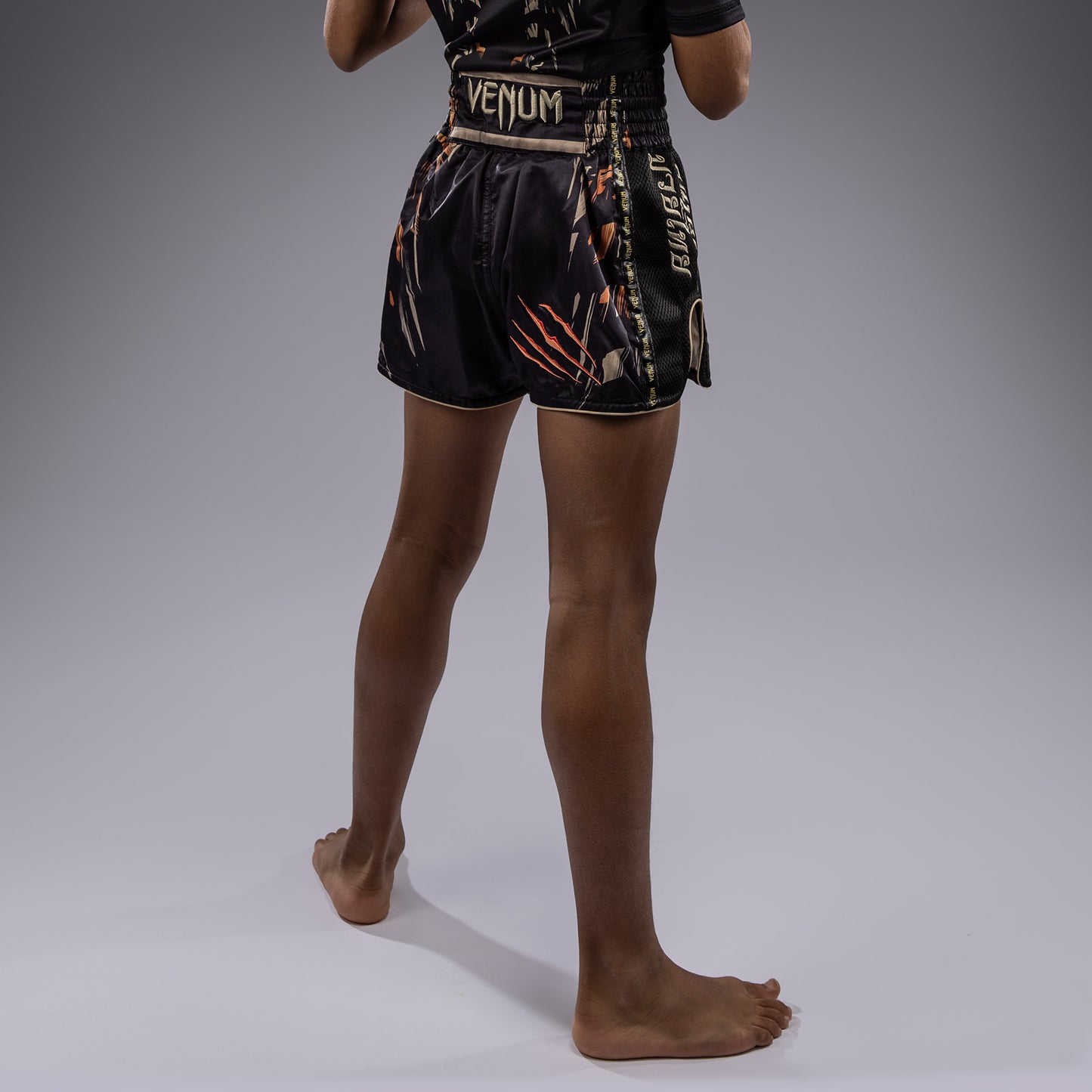 Venum Tiger Kinder Muay Thai Shorts - Schwarz/Neon Orange