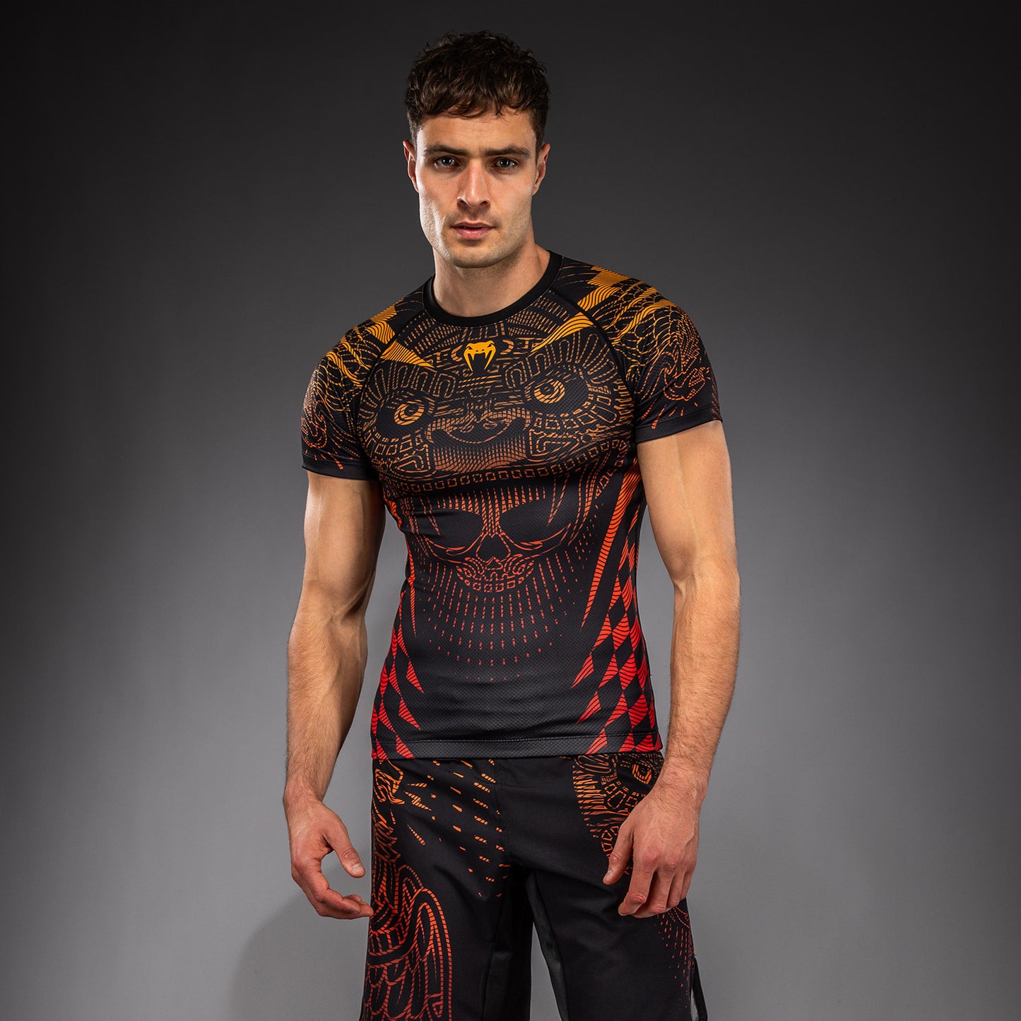 Venum Quetzal Fury Kurzarm Rashguard - Schwarz/Fury Rot/Tangerine