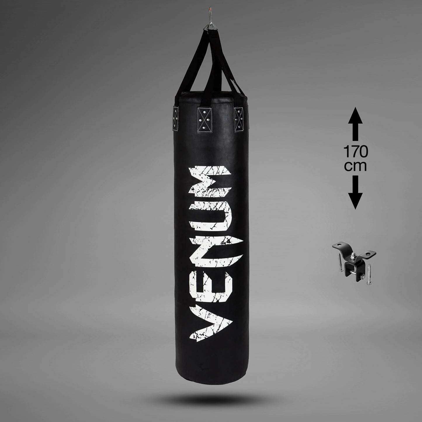 Venum Challenger Boxsack + Deckenhaken - Schwarz/Weiß - 170 cm - Gefüllt