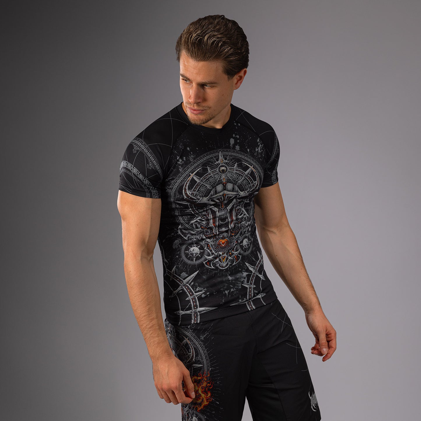 Venum Gladiator 5.0 Herren Kurzarm Rashguard - Schwarz/Silber