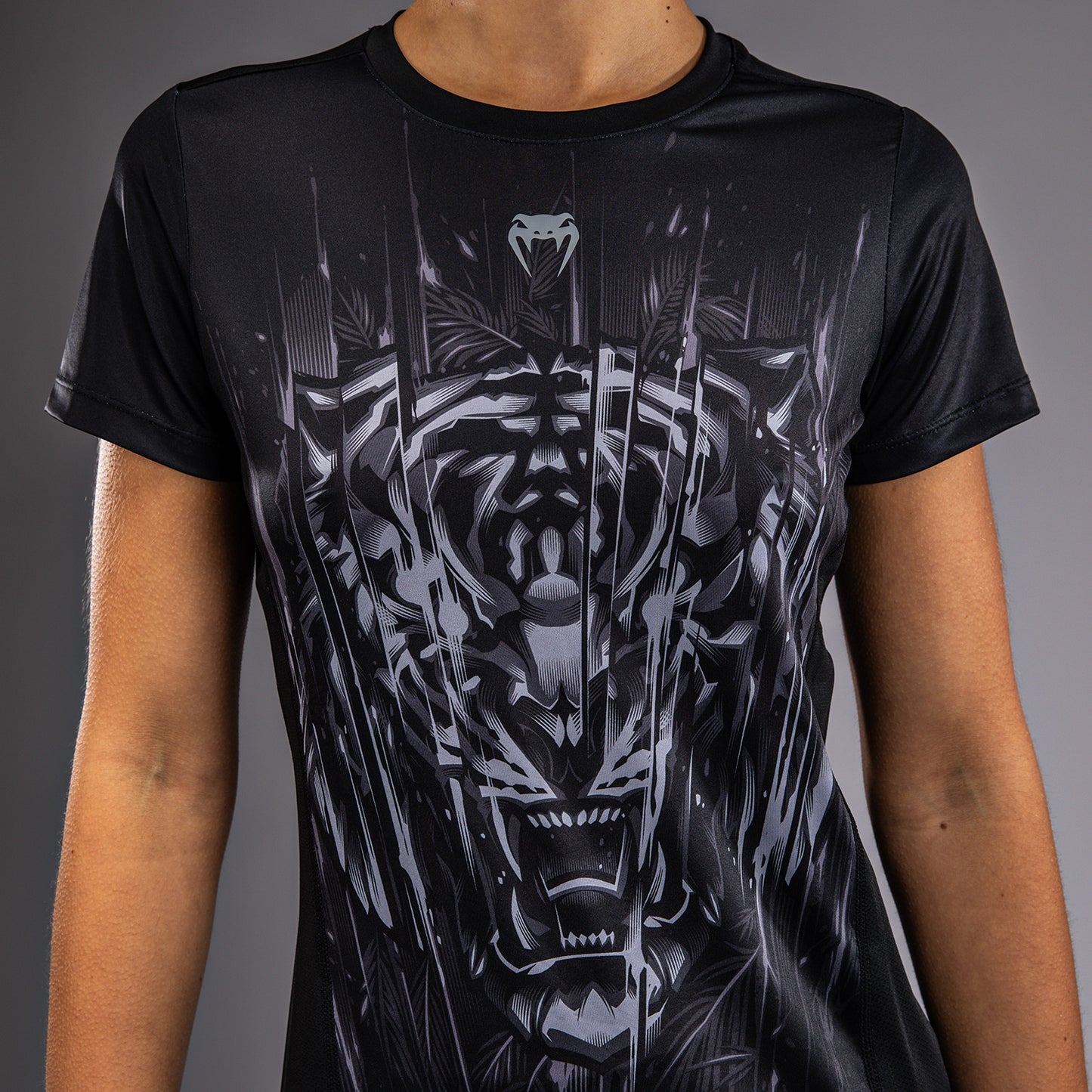 Venum Tiger Damen Dry Tech T-Shirt - Schwarz/Silber
