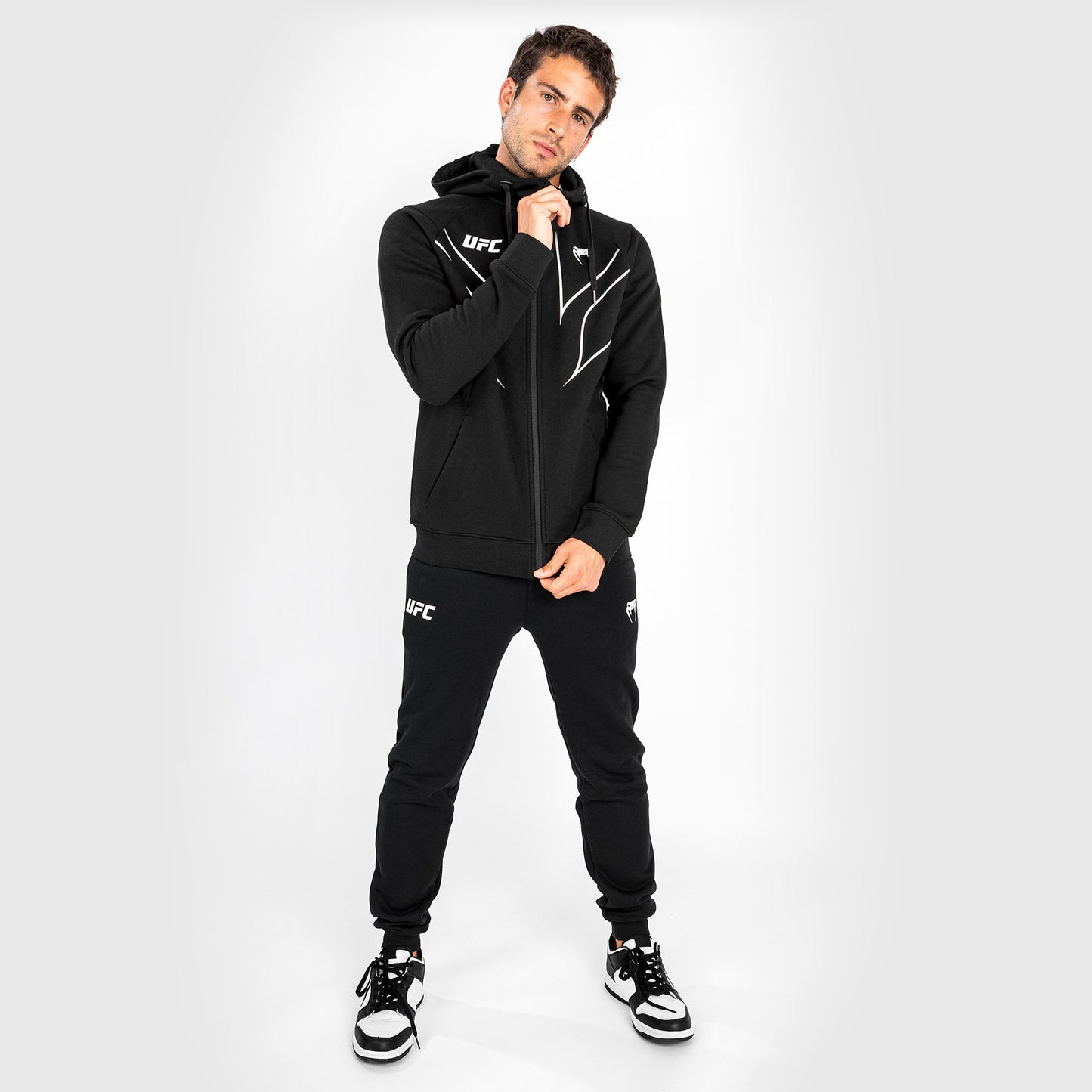 UFC Venum Fight Night 2.0 Replica Hoodie mit durchgehendem Reißverschluss für Herren – Schwarz