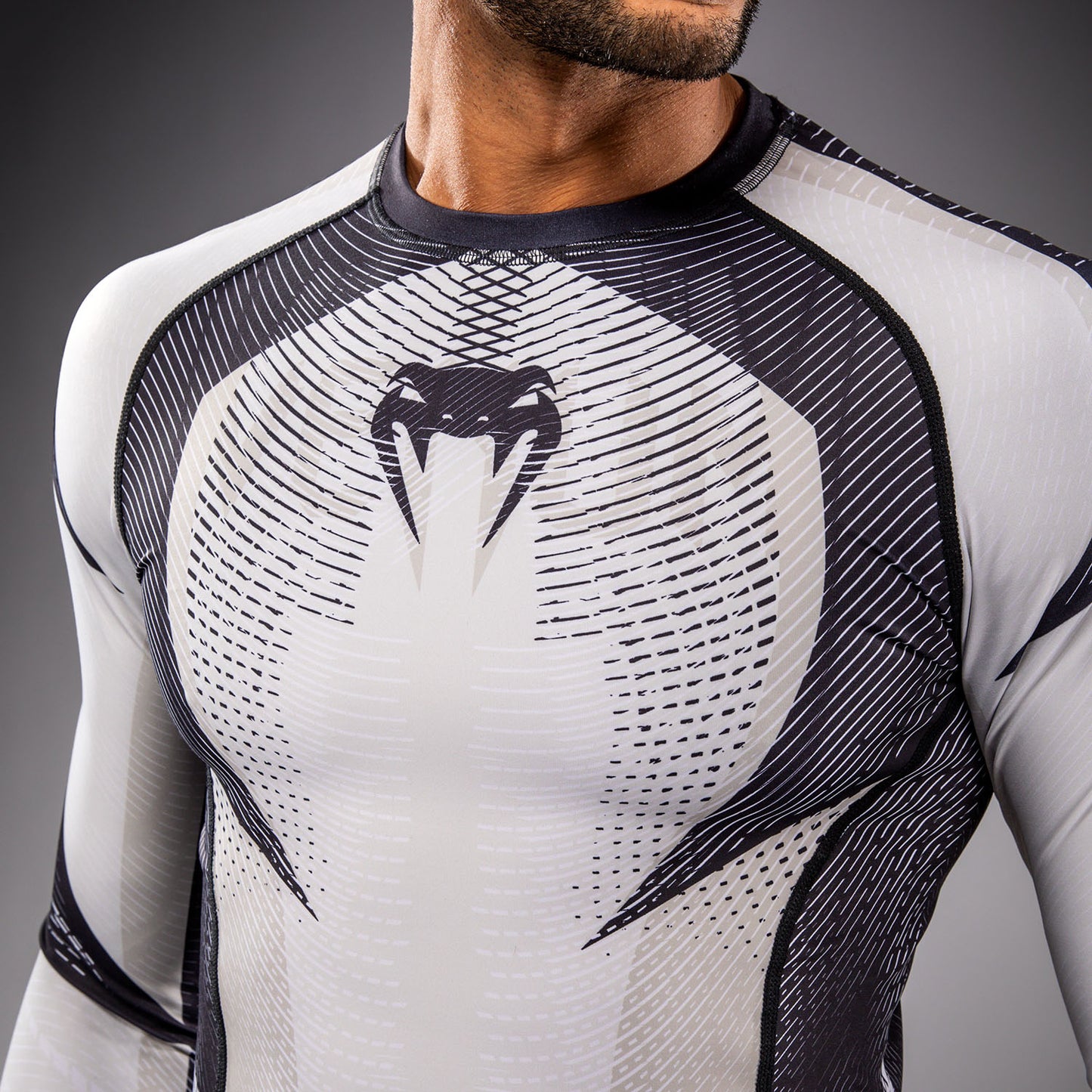 Venum Galactic 3.0 Langarm Rashguard - Cremeweiß/Schwarz