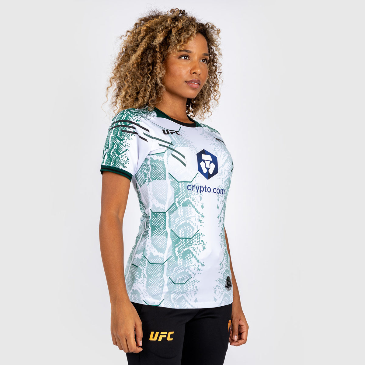 UFC Adrenaline by Venum Personalized Authentic Fight Night Damen Walkout Trikot - Emerald Edition - Weiß/Grün
