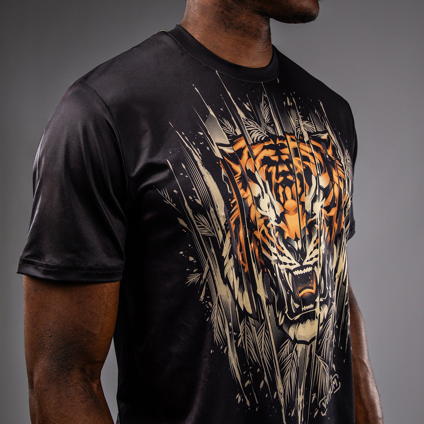 Venum Tiger Herren Dry Tech T-Shirt - Schwarz/Neon Orange