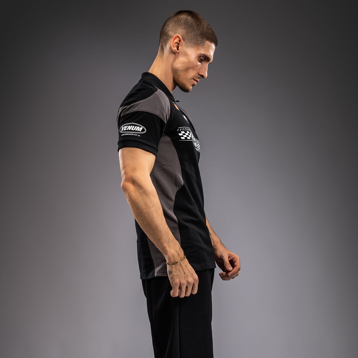 Venum Motorsport Baumwoll-Polo - Tiefschwarz